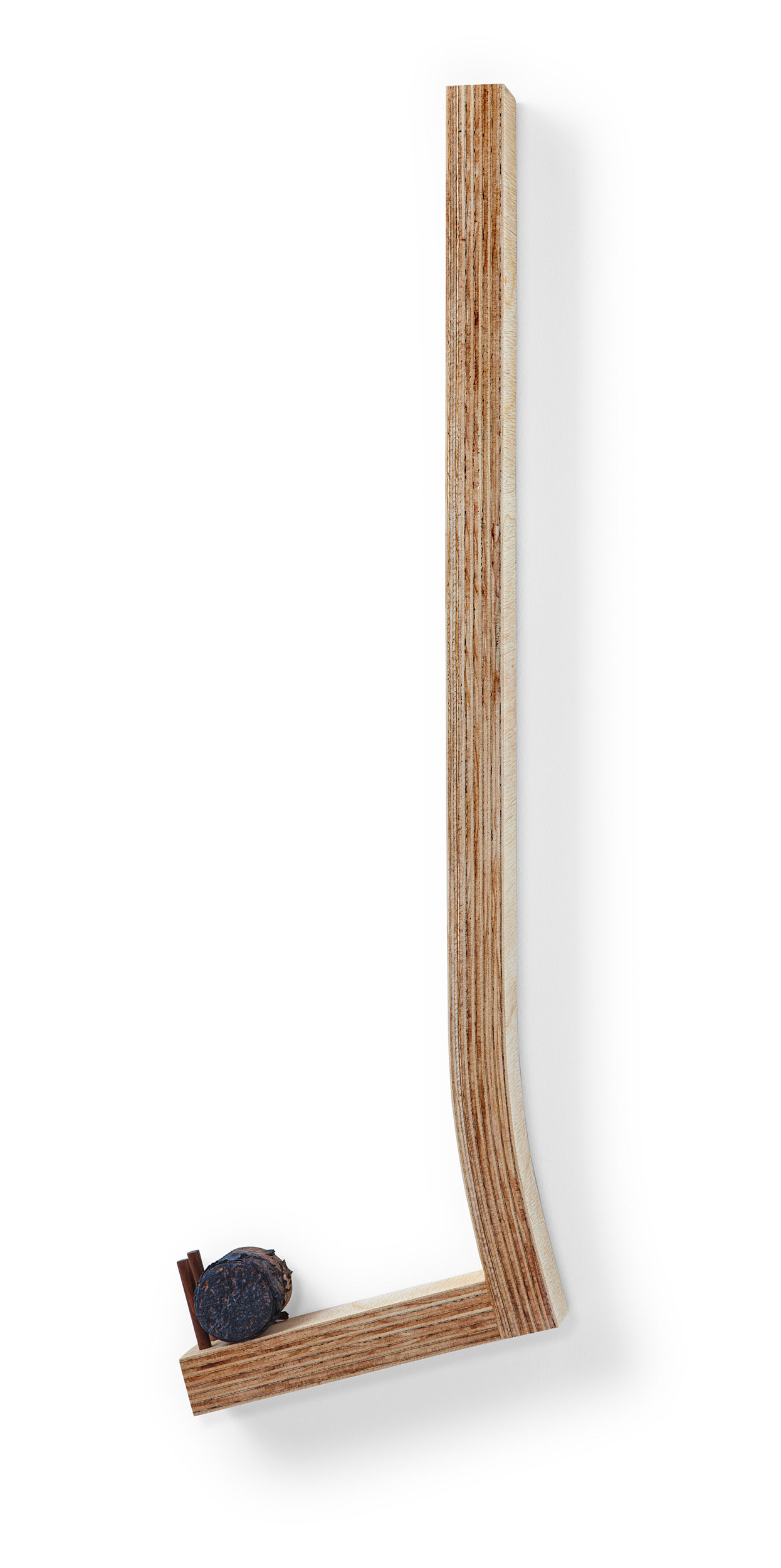 Wilt (2025, laminated and burnt wood, 14" x 48" x 4")