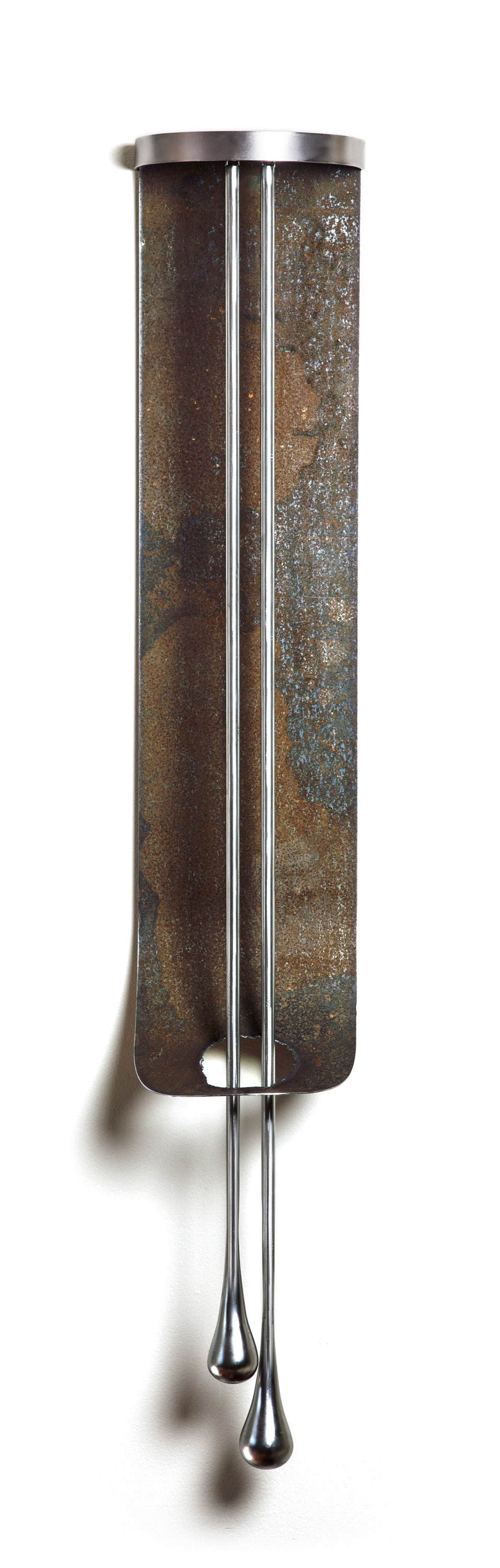 Millennium Drip  (2013, reclaimed steel, stainless steel, 48” x 8” x 7”)