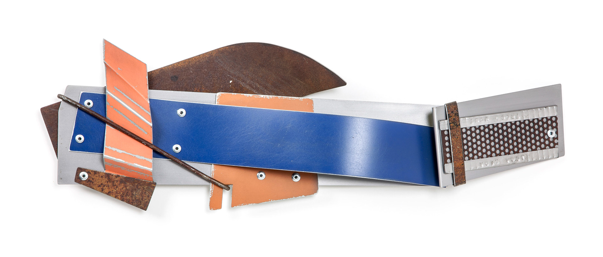 Troco Vuut  (2017, steel, aluminum and paint, 23” x 8” x 3”)