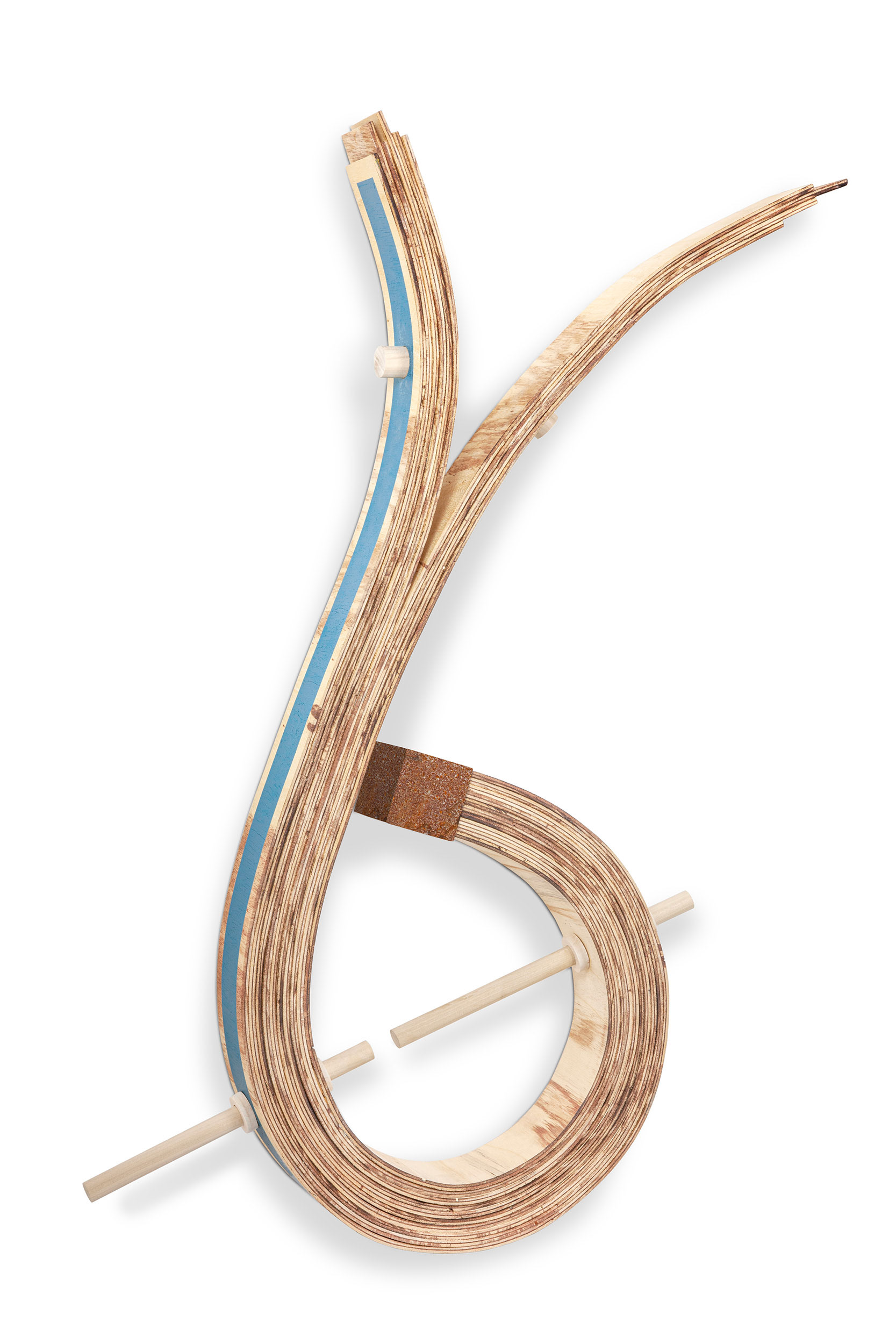 Meander Apart  (2023, Wood, steel, paint 55” x 33” x 6”)