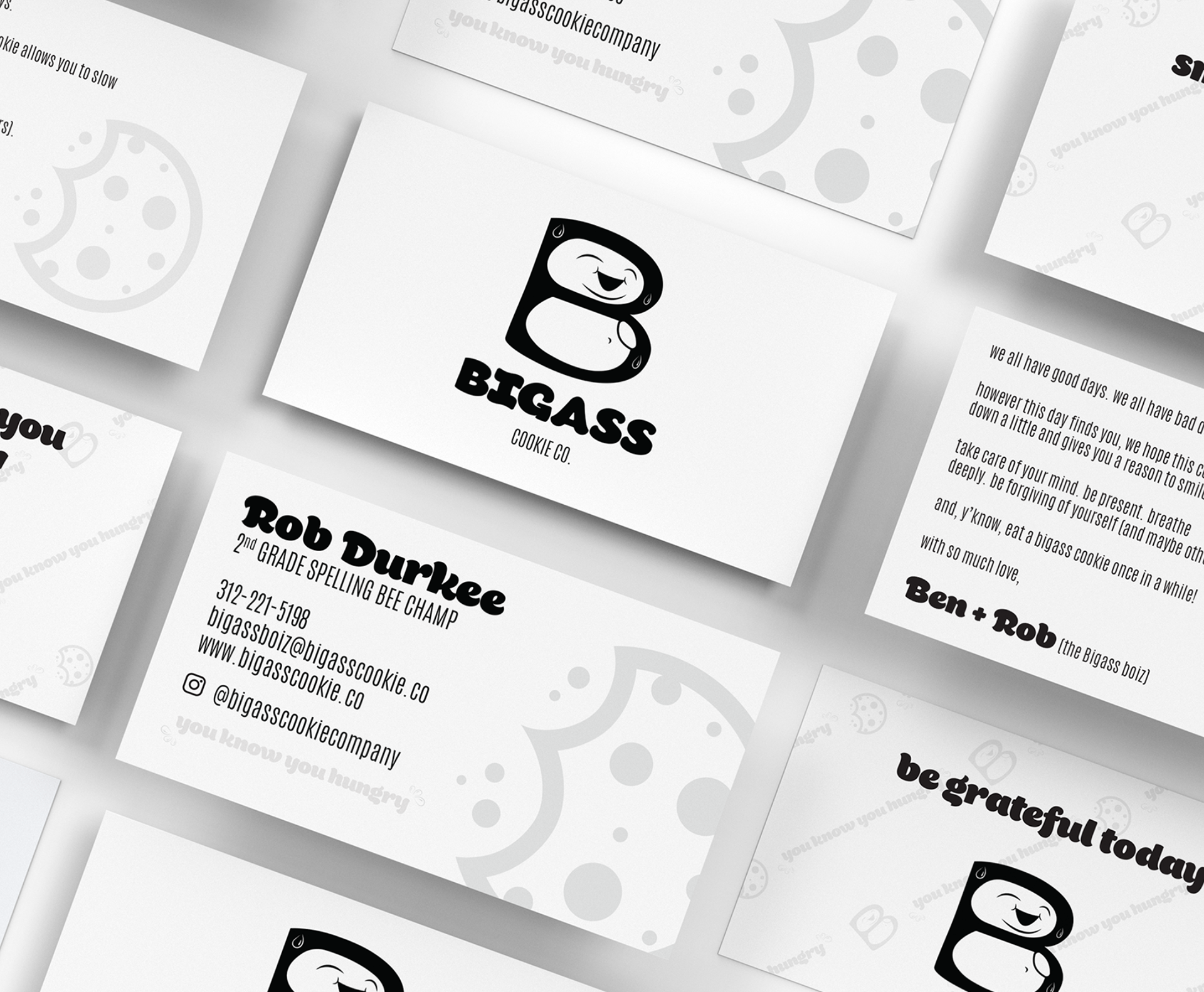 our business and affirmation cards, which we included in our orders.