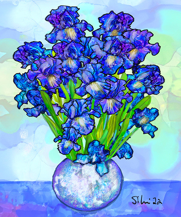 Irises in Vase