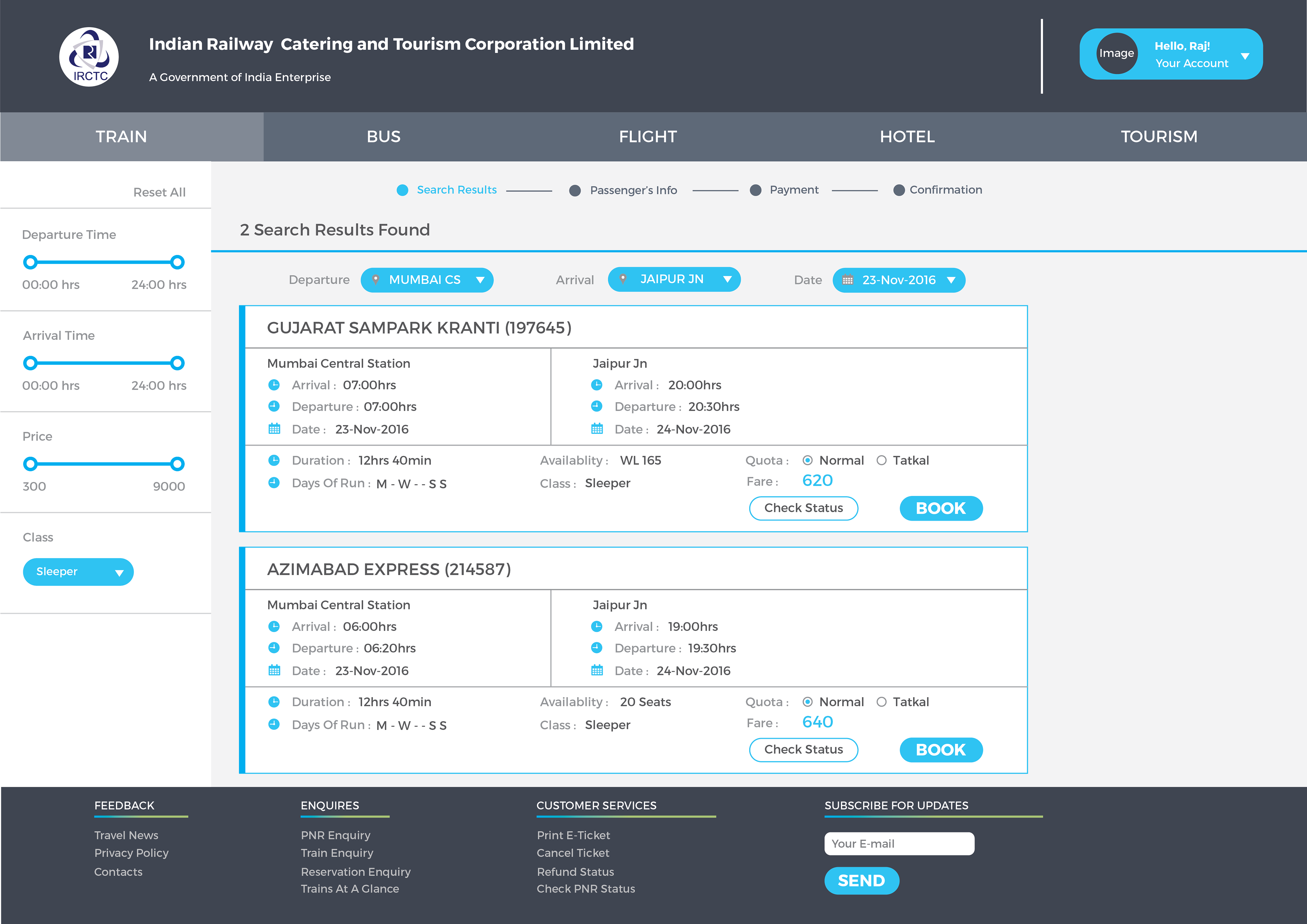 Train Enquiry/Search