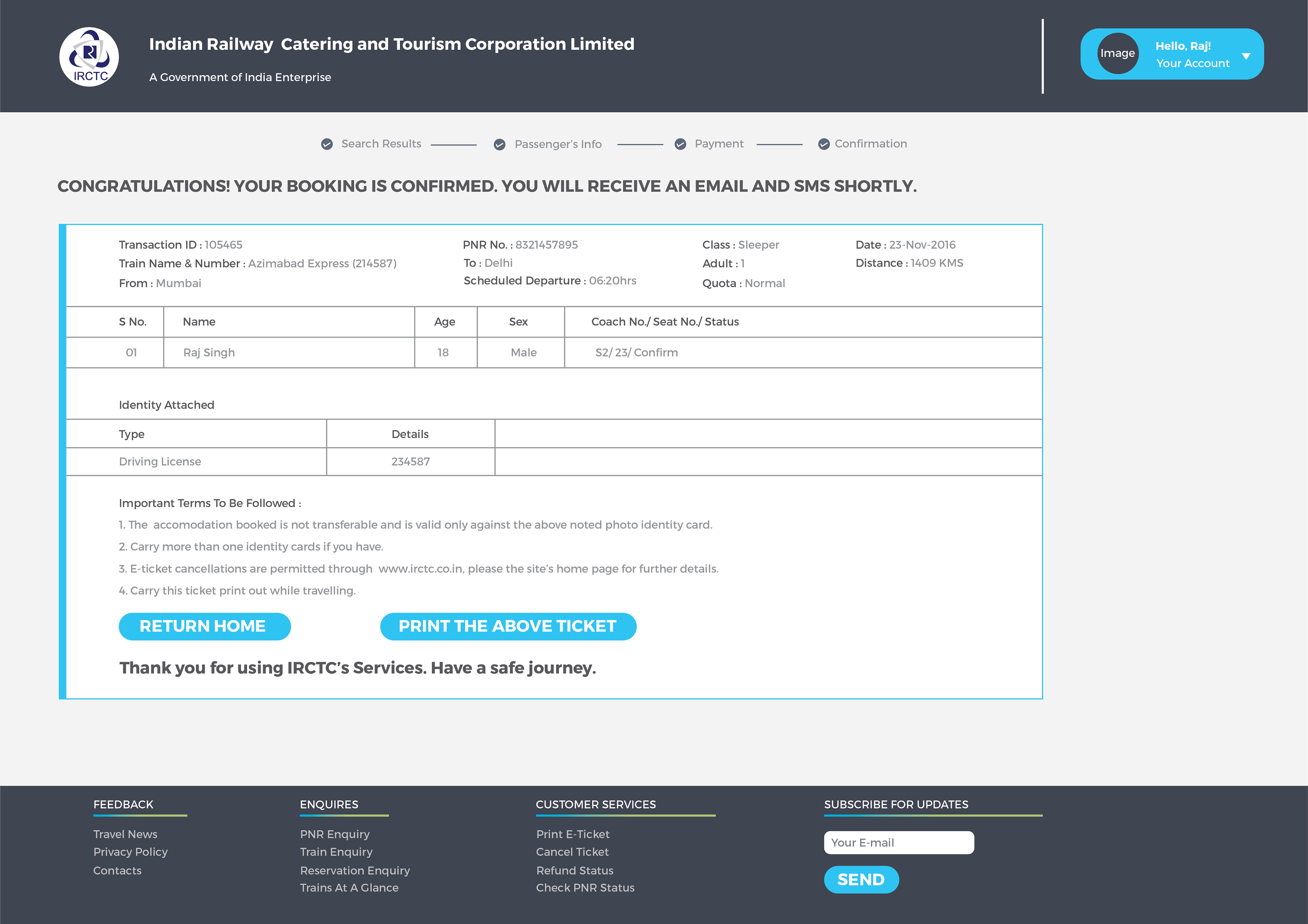 Booking Confirmation