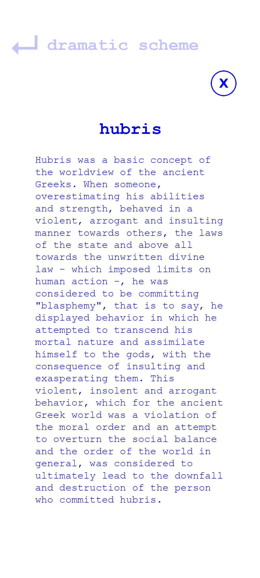 dramatic scheme - hubris