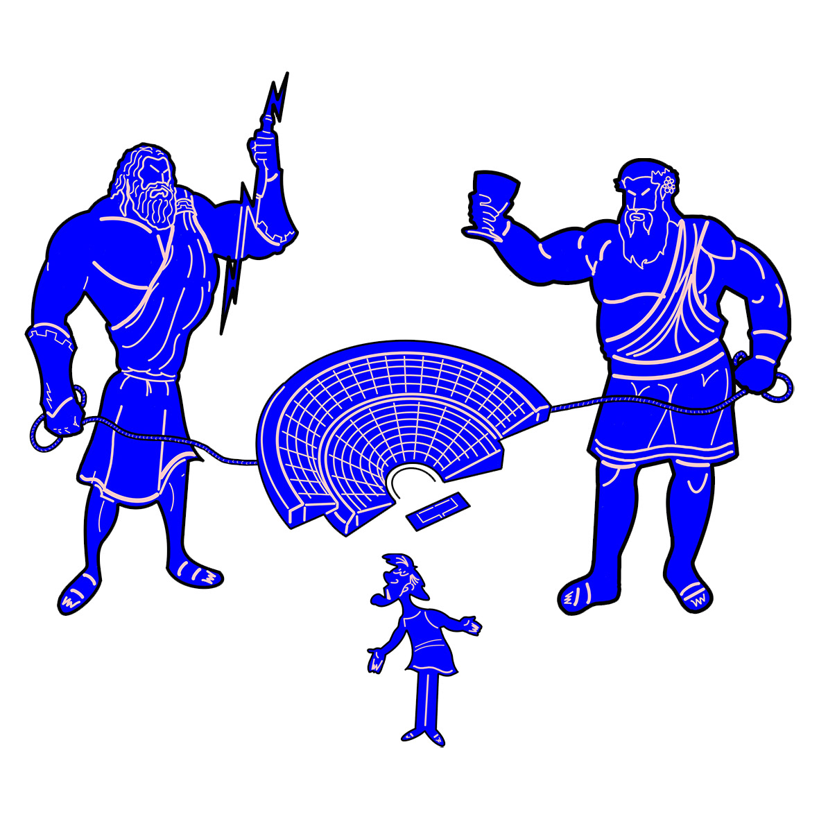 Zeus and Dionysus fighting over the a' ancient theatre of Larissa