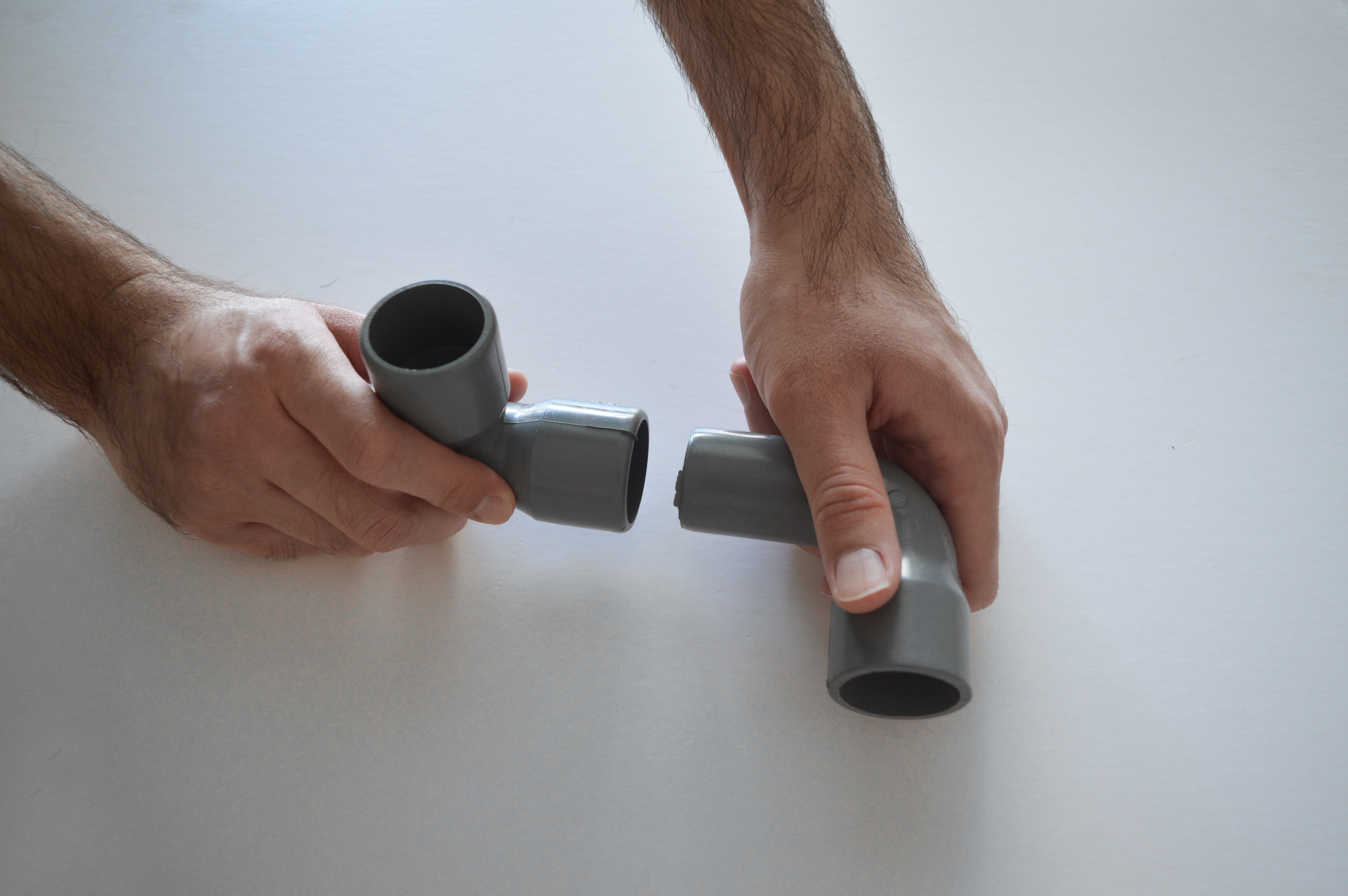 assembling the PVC pieces