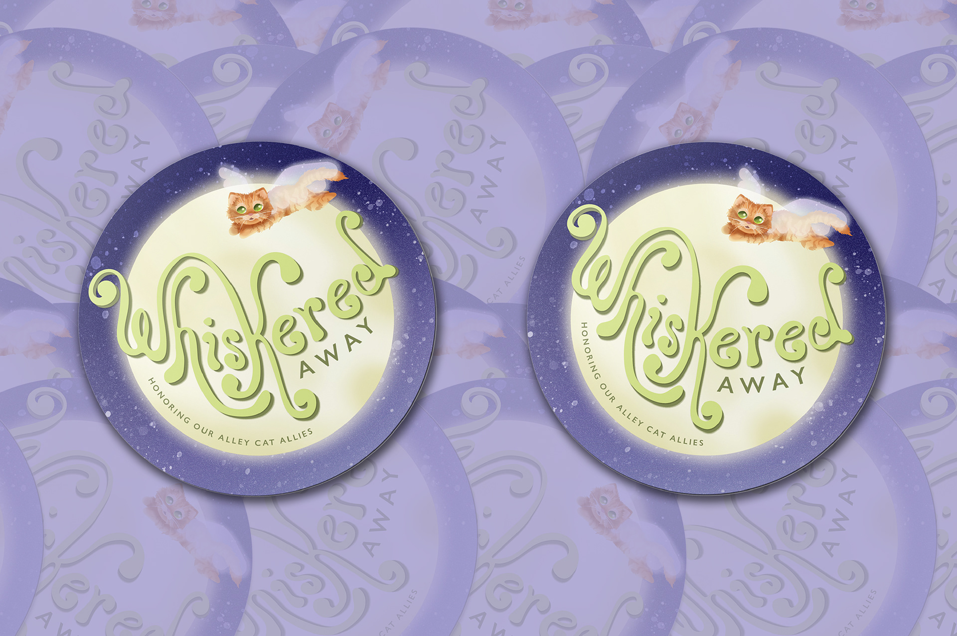 Whiskered Away Benefit Album Merch Stickers Mockup