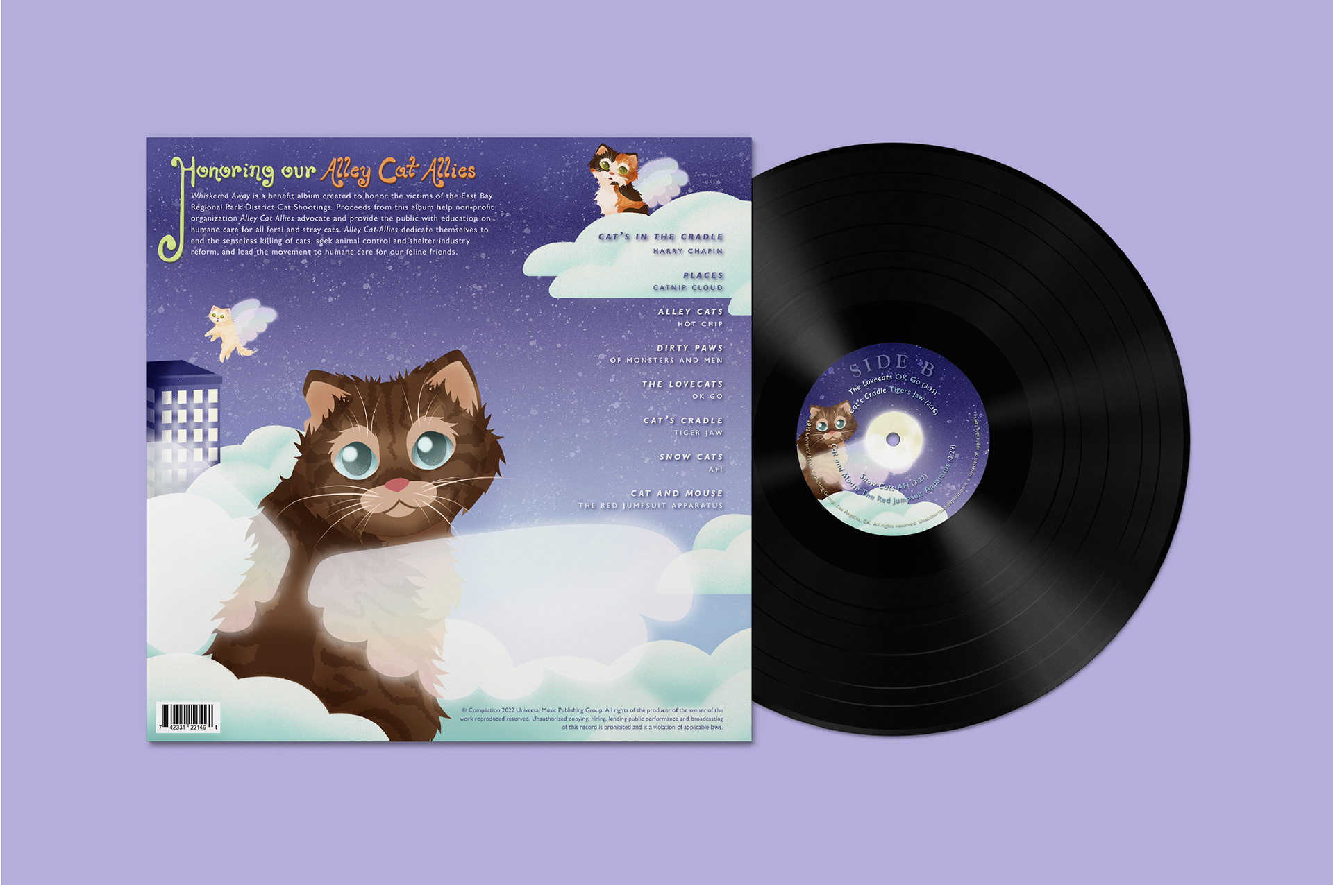 Whiskered Away Benefit Album Back Cover Mockup