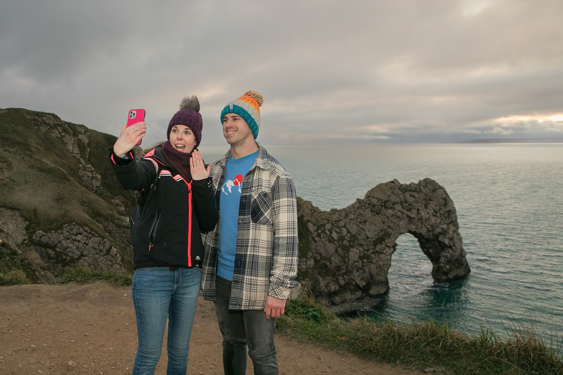 Jake proposal to Becky at Durdle Door Dorset on the 30th December 2024