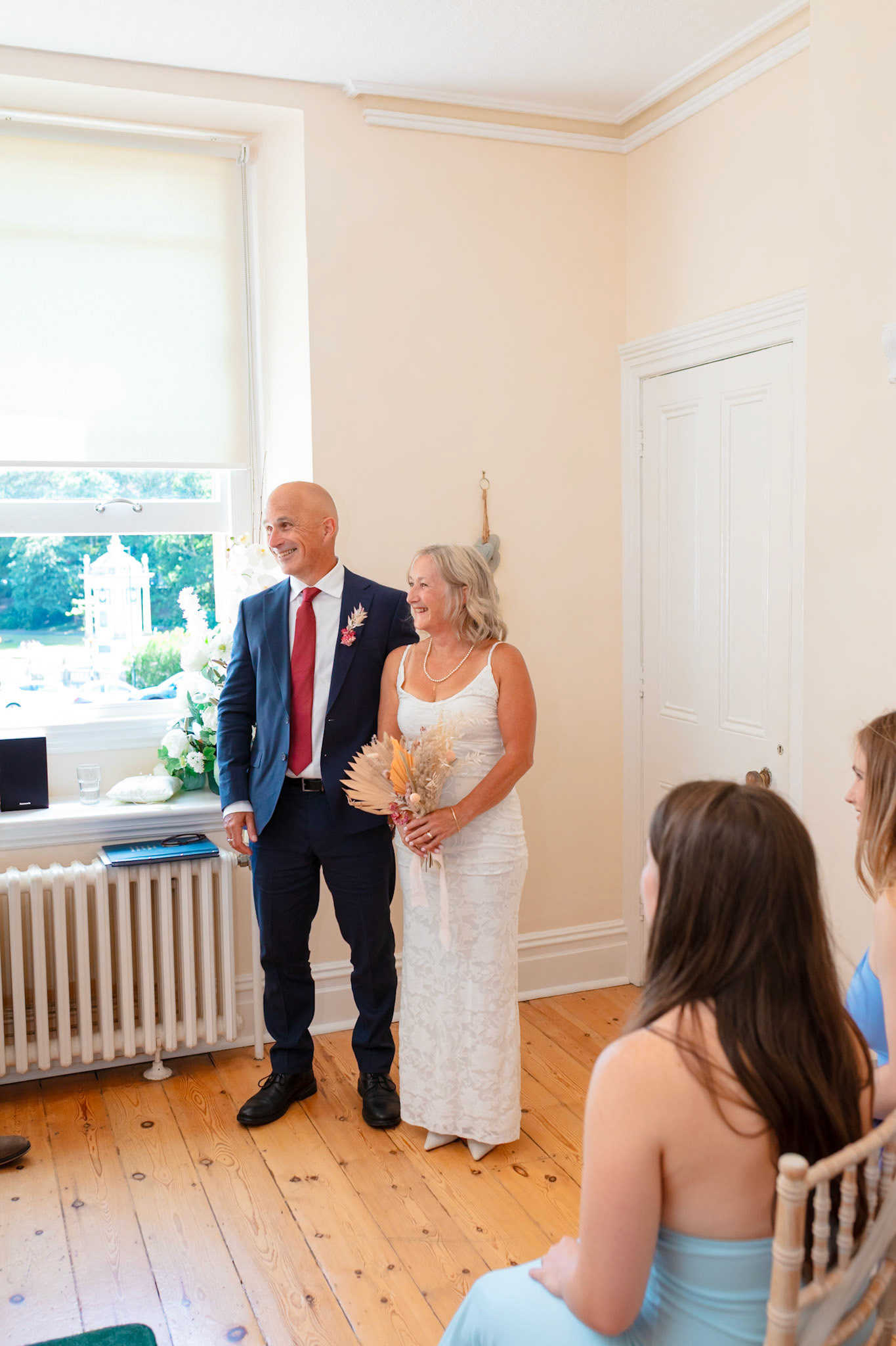 Susan and Barrys small summer wedding took place at Bournemouth Town Hall, the reception at Sids Slaps in Southbourne and drinks at Sobo Beach.