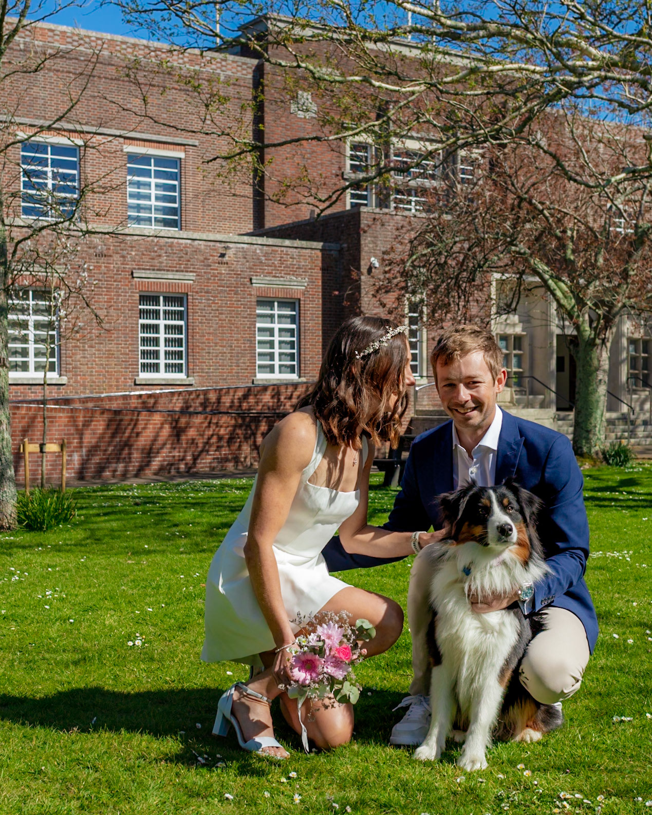 Richard and Emily's beautiful spring wedding took place on the 7th April the Wedding took place at County Hall Dorchester photos taken in the nearby Borough Gardens with coffee and Cake at Finca Poundbury