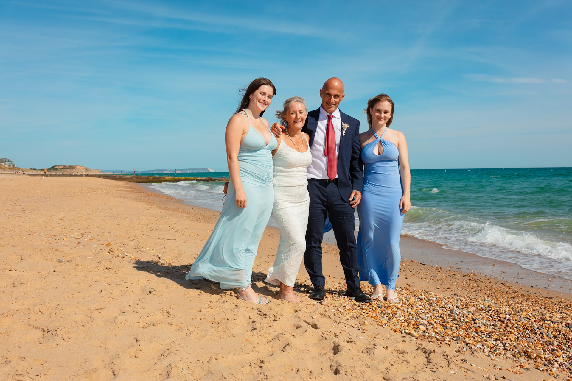 Susan and Barrys small summer wedding took place at Bournemouth Town Hall, the reception at Sids Slaps in Southbourne and drinks at Sobo Beach.