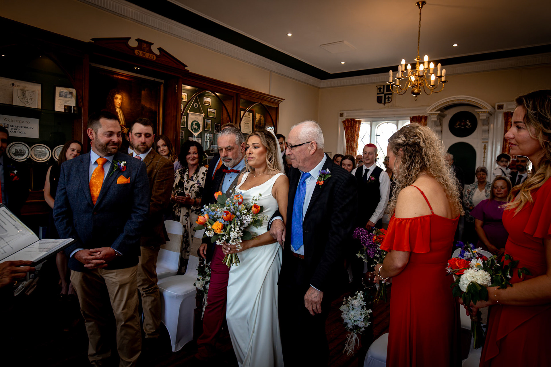 Holly and Olivers wedding that took place on 10th May 2025 with the ceremony taking place at Shaftesbury Town Hall photos on the Famouse Gold Hill and reception at a local house.