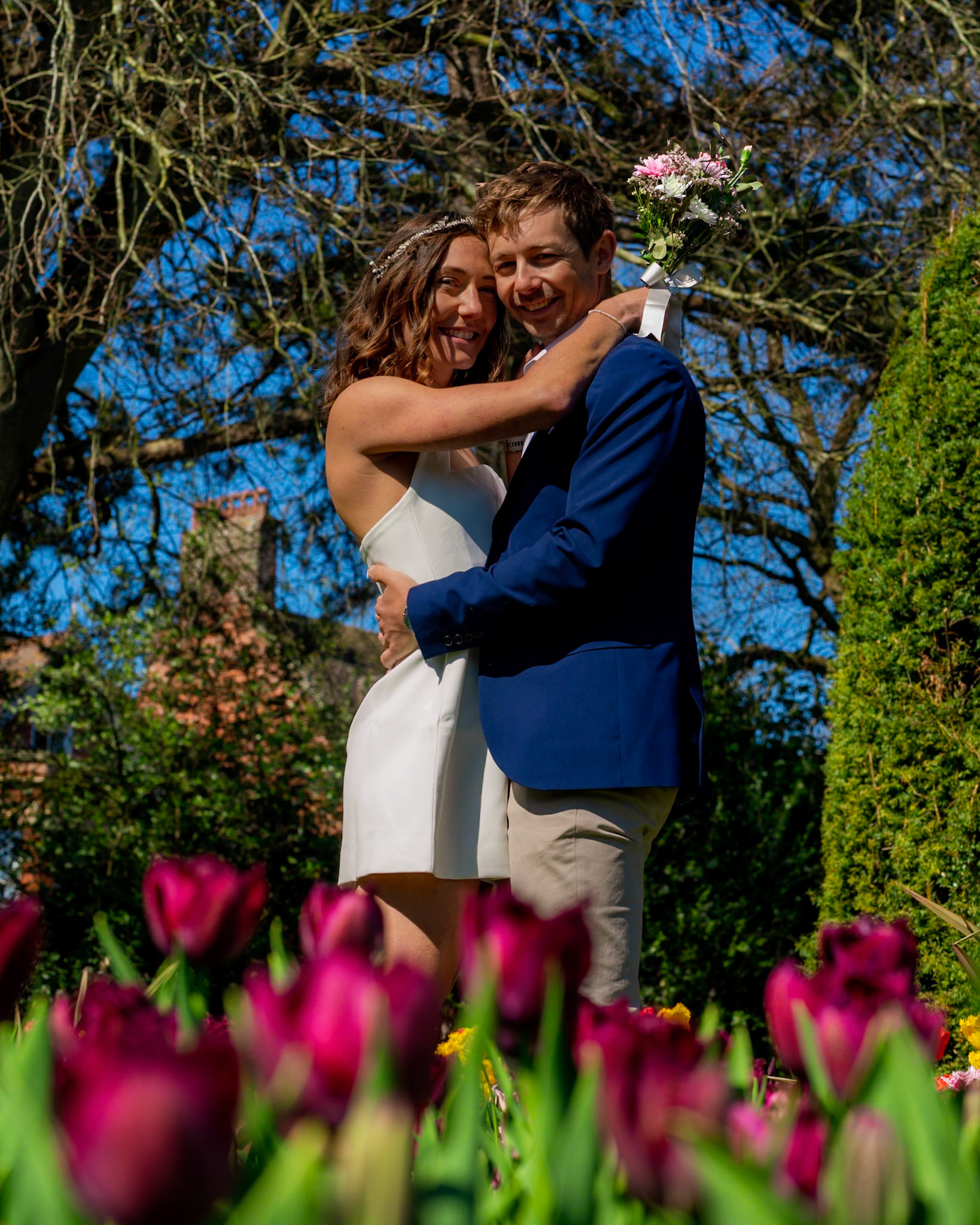 Richard and Emily's beautiful spring wedding took place on the 7th April the Wedding took place at County Hall Dorchester photos taken in the nearby Borough Gardens with coffee and Cake at Finca Poundbury