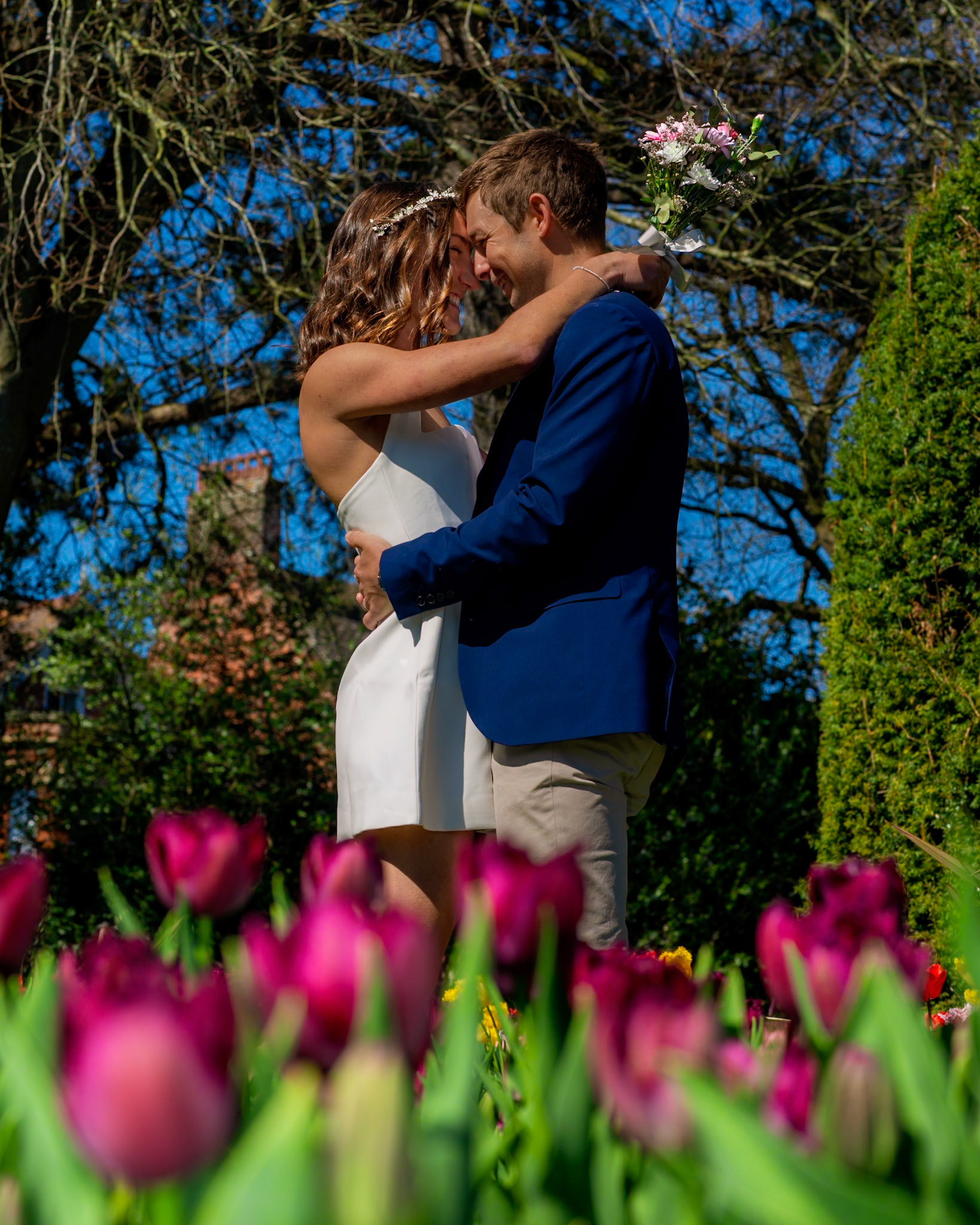 Richard and Emily's beautiful spring wedding took place on the 7th April the Wedding took place at County Hall Dorchester photos taken in the nearby Borough Gardens with coffee and Cake at Finca Poundbury