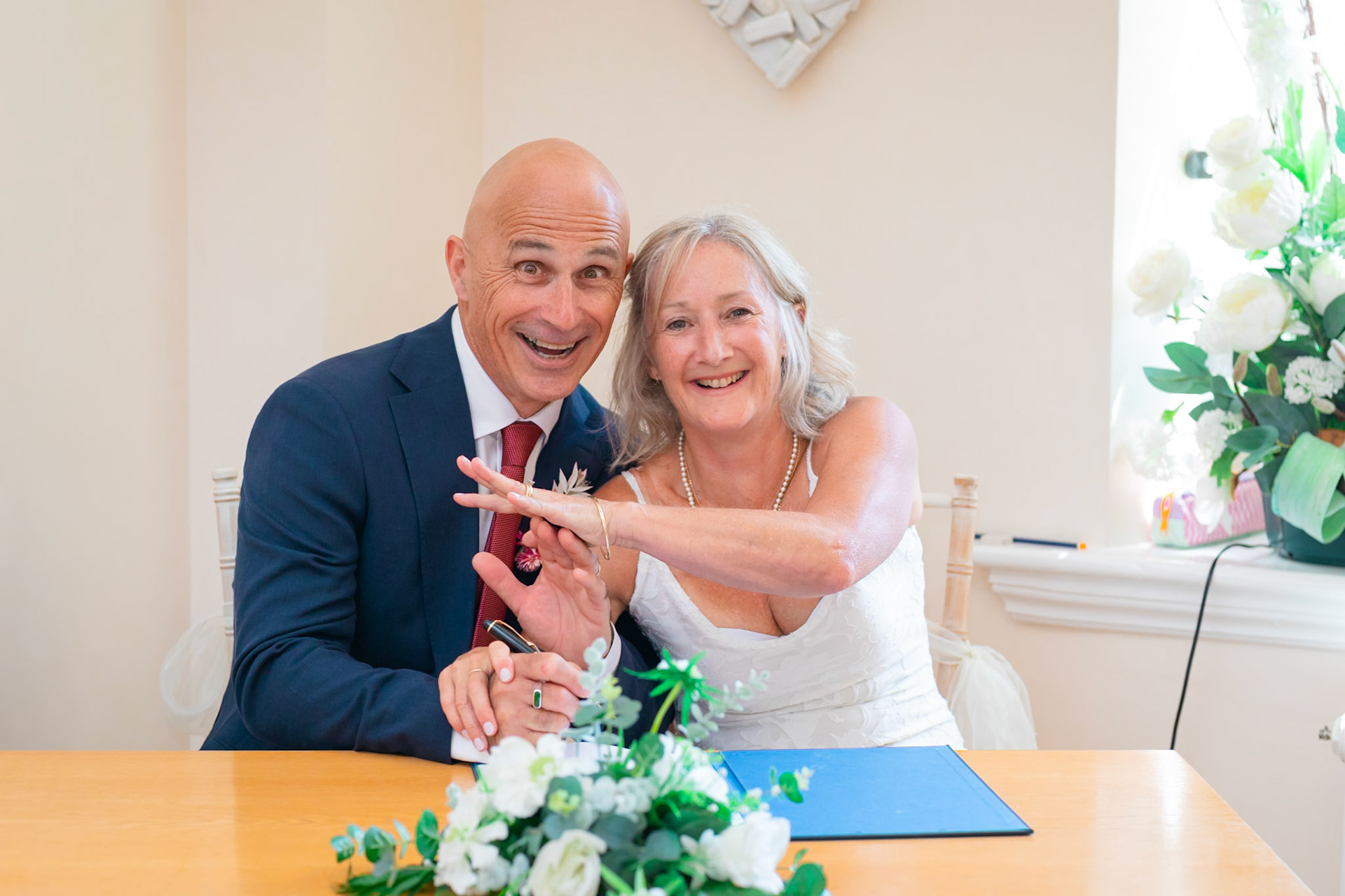 Susan and Barrys small summer wedding took place at Bournemouth Town Hall, the reception at Sids Slaps in Southbourne and drinks at Sobo Beach.