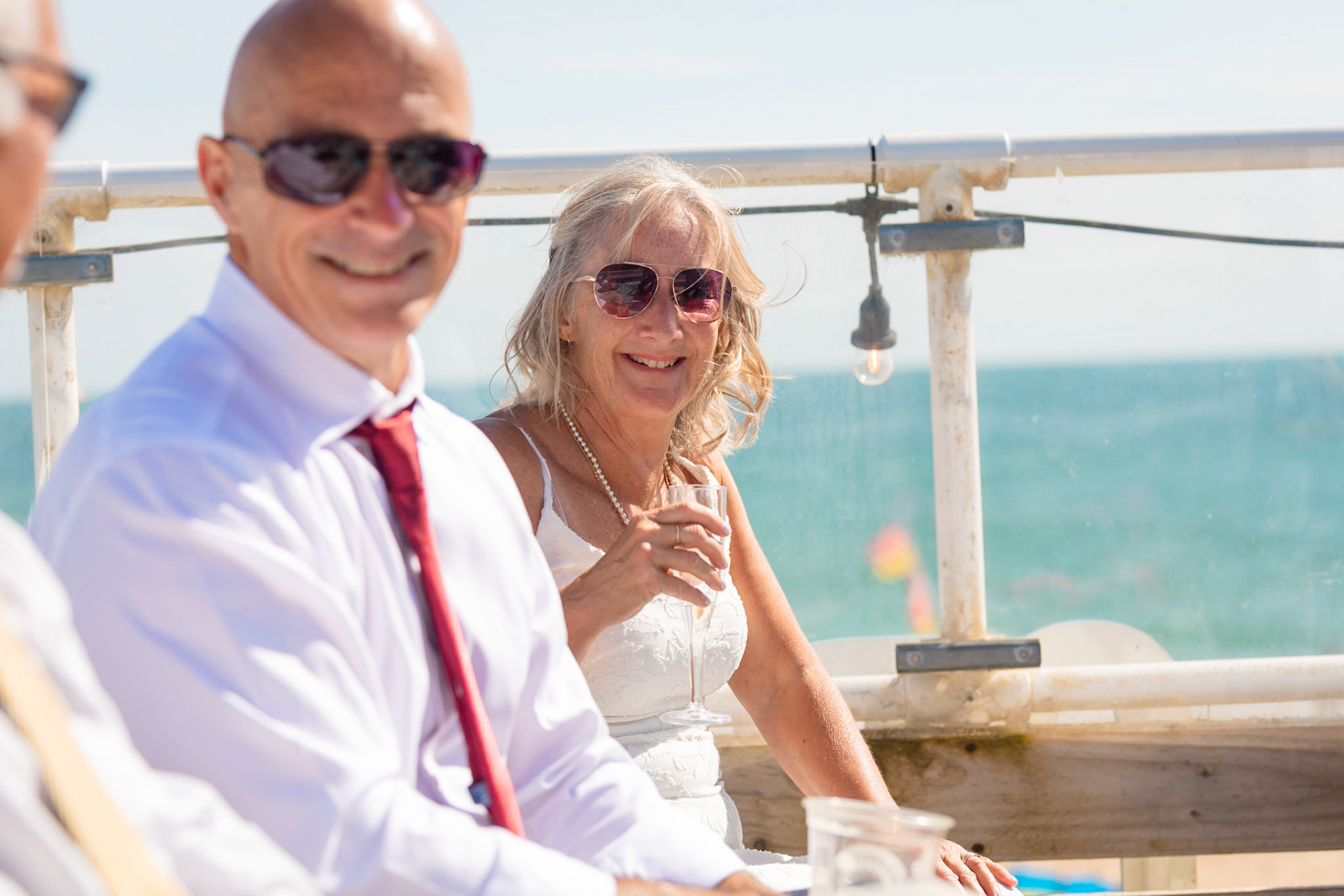 Susan and Barrys small summer wedding took place at Bournemouth Town Hall, the reception at Sids Slaps in Southbourne and drinks at Sobo Beach.