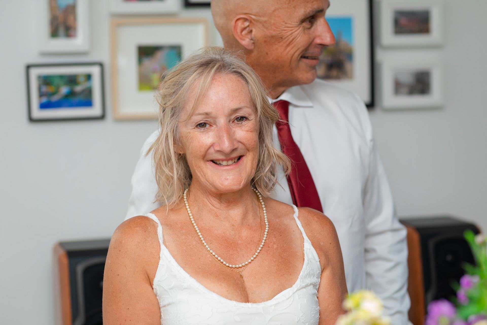 Susan and Barrys small summer wedding took place at Bournemouth Town Hall, the reception at Sids Slaps in Southbourne and drinks at Sobo Beach.