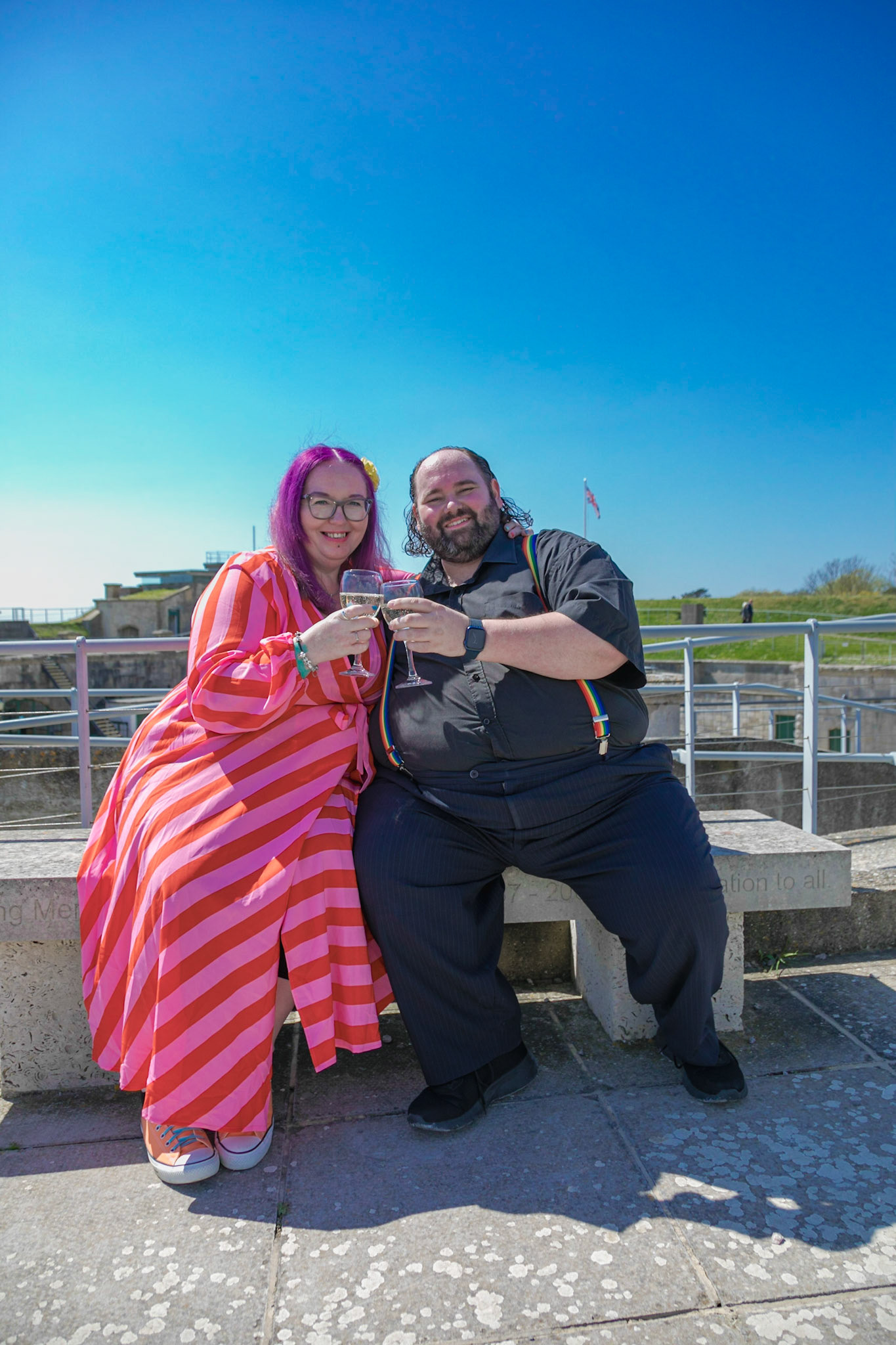 Becca and Graham Proposal and Engagement Photography Nothe Fort Weymouth in April