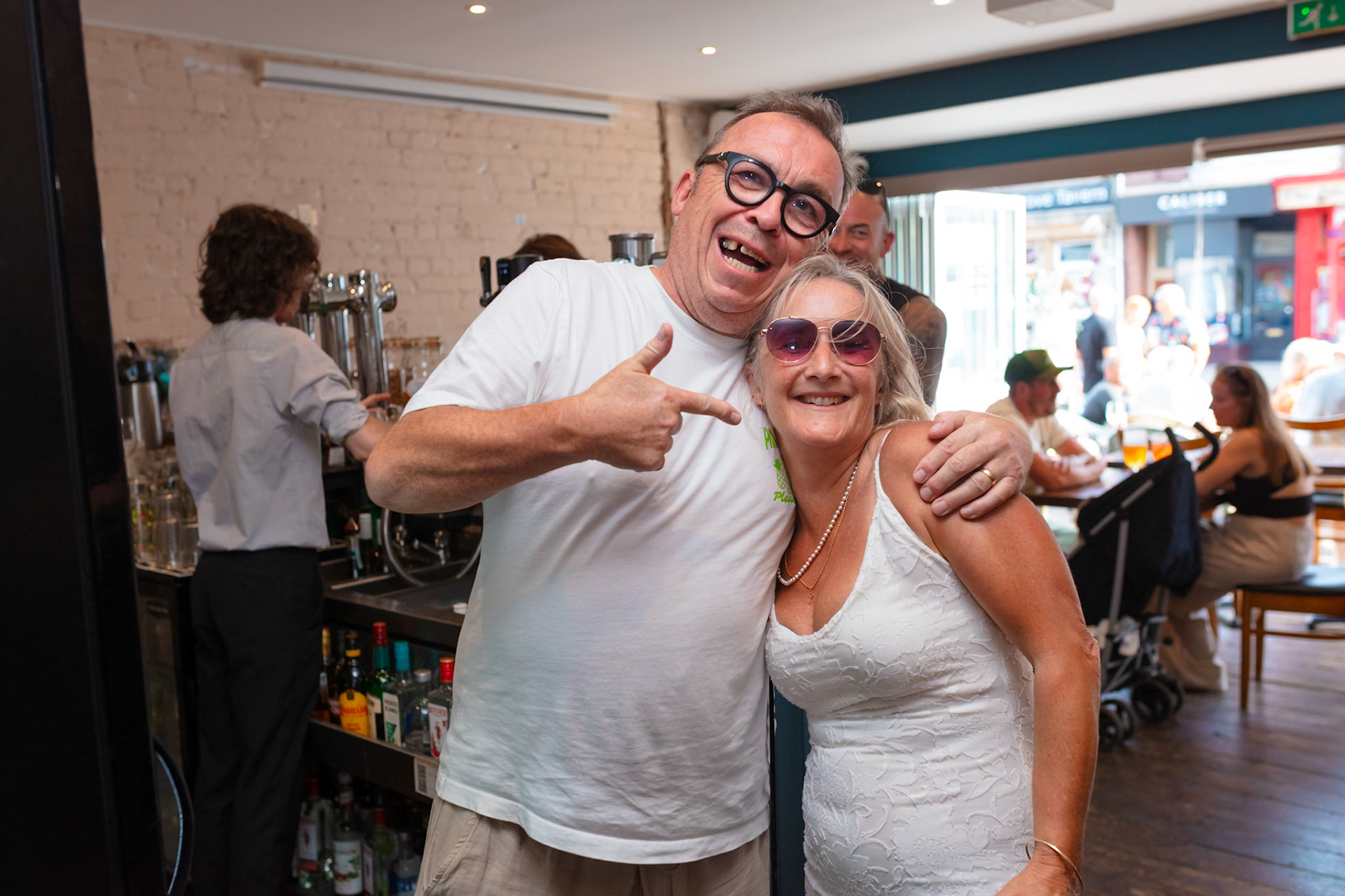 Susan and Barrys small summer wedding took place at Bournemouth Town Hall, the reception at Sids Slaps in Southbourne and drinks at Sobo Beach.