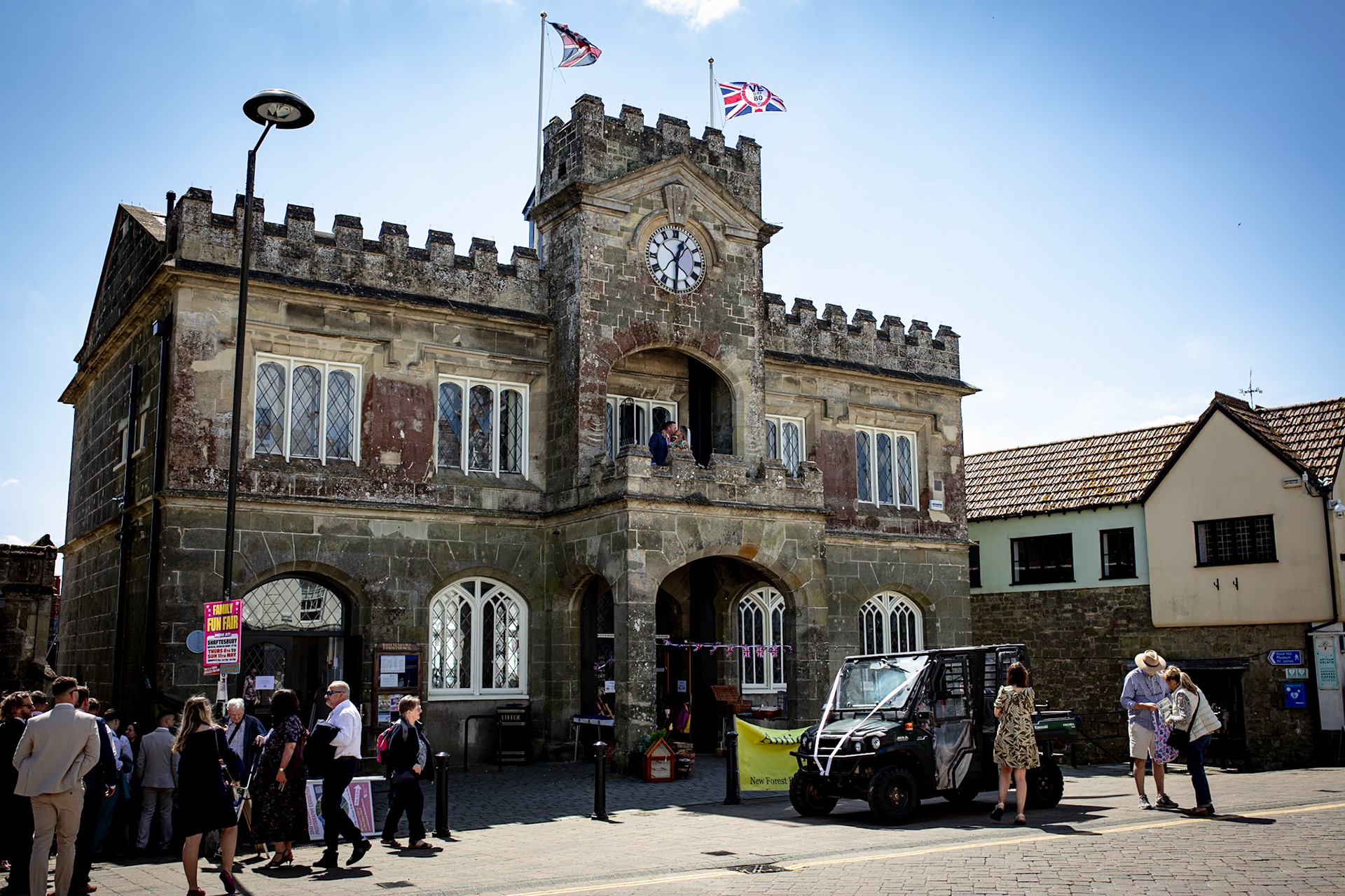 Holly and Olivers wedding that took place on 10th May 2025 with the ceremony taking place at Shaftesbury Town Hall photos on the Famouse Gold Hill and reception at a local house.