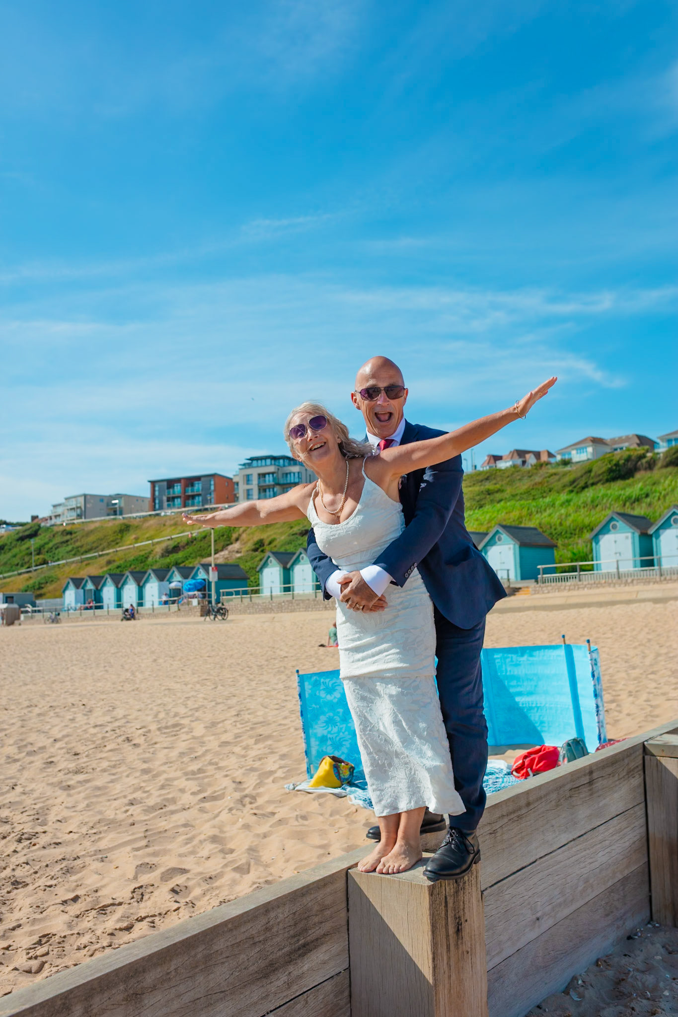 Susan and Barrys small summer wedding took place at Bournemouth Town Hall, the reception at Sids Slaps in Southbourne and drinks at Sobo Beach.