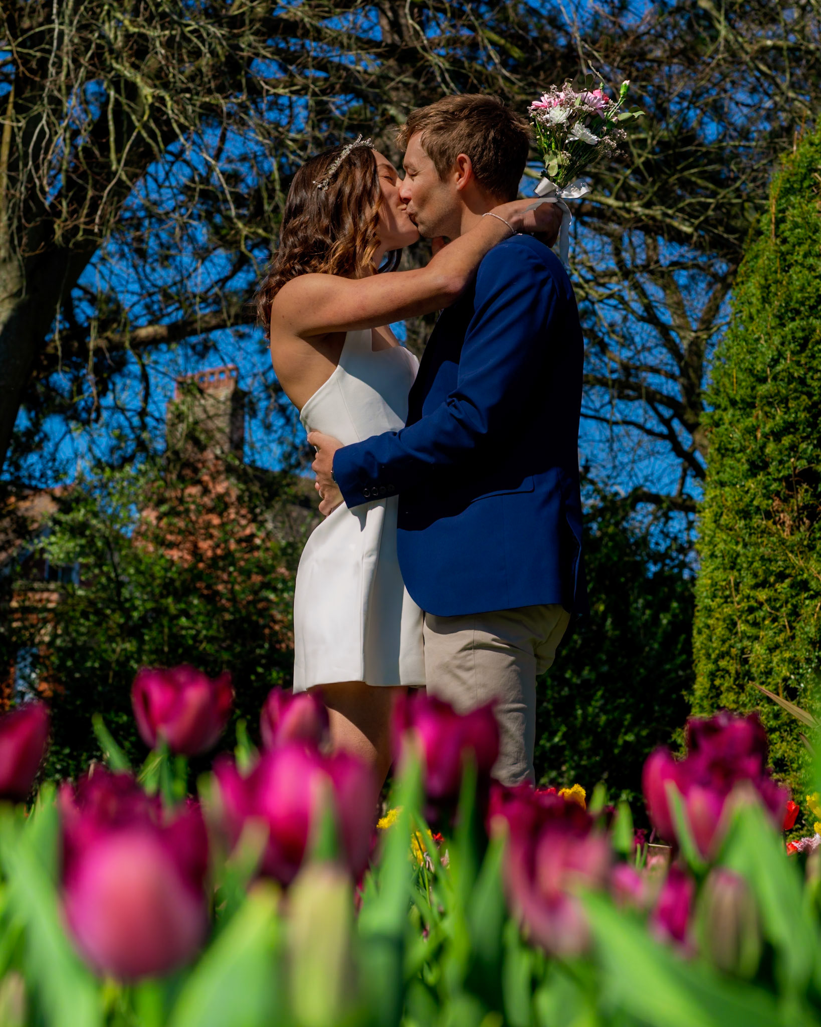 Richard and Emily's beautiful spring wedding took place on the 7th April the Wedding took place at County Hall Dorchester photos taken in the nearby Borough Gardens with coffee and Cake at Finca Poundbury