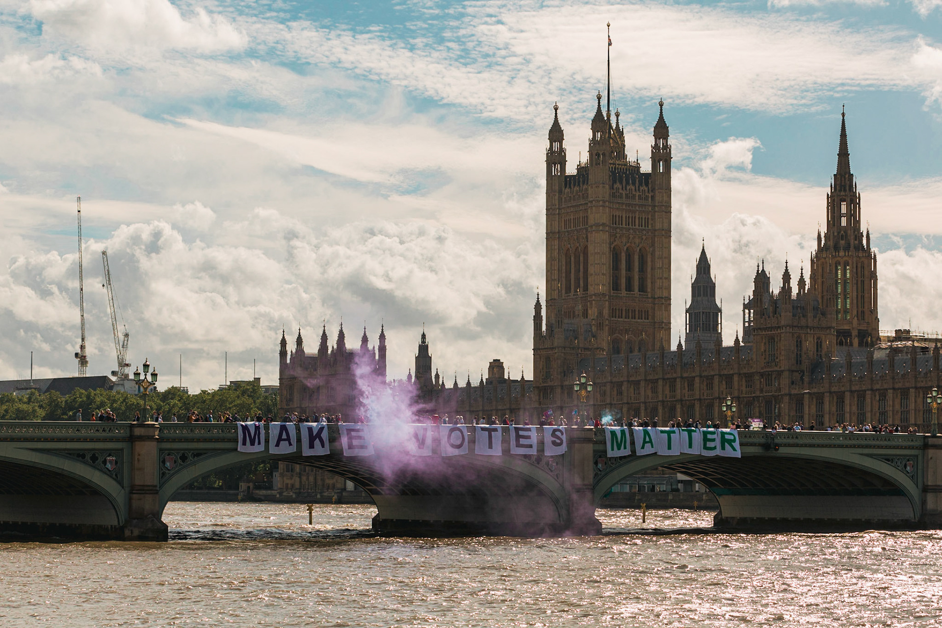 Makes Vote Matter demonstration in London on Westminster Bridge on August 22nd 2020