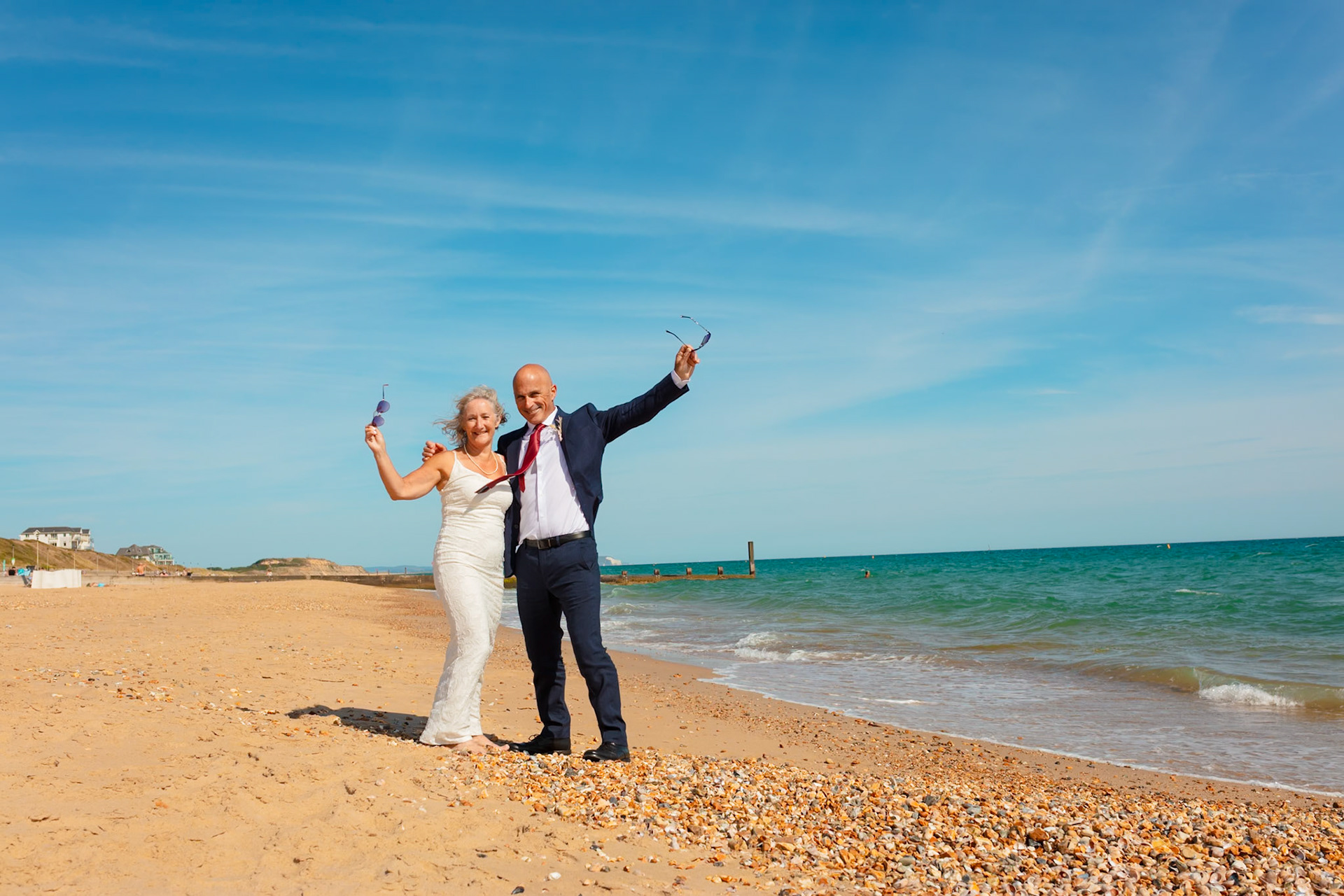 Susan and Barrys small summer wedding took place at Bournemouth Town Hall, the reception at Sids Slaps in Southbourne and drinks at Sobo Beach.