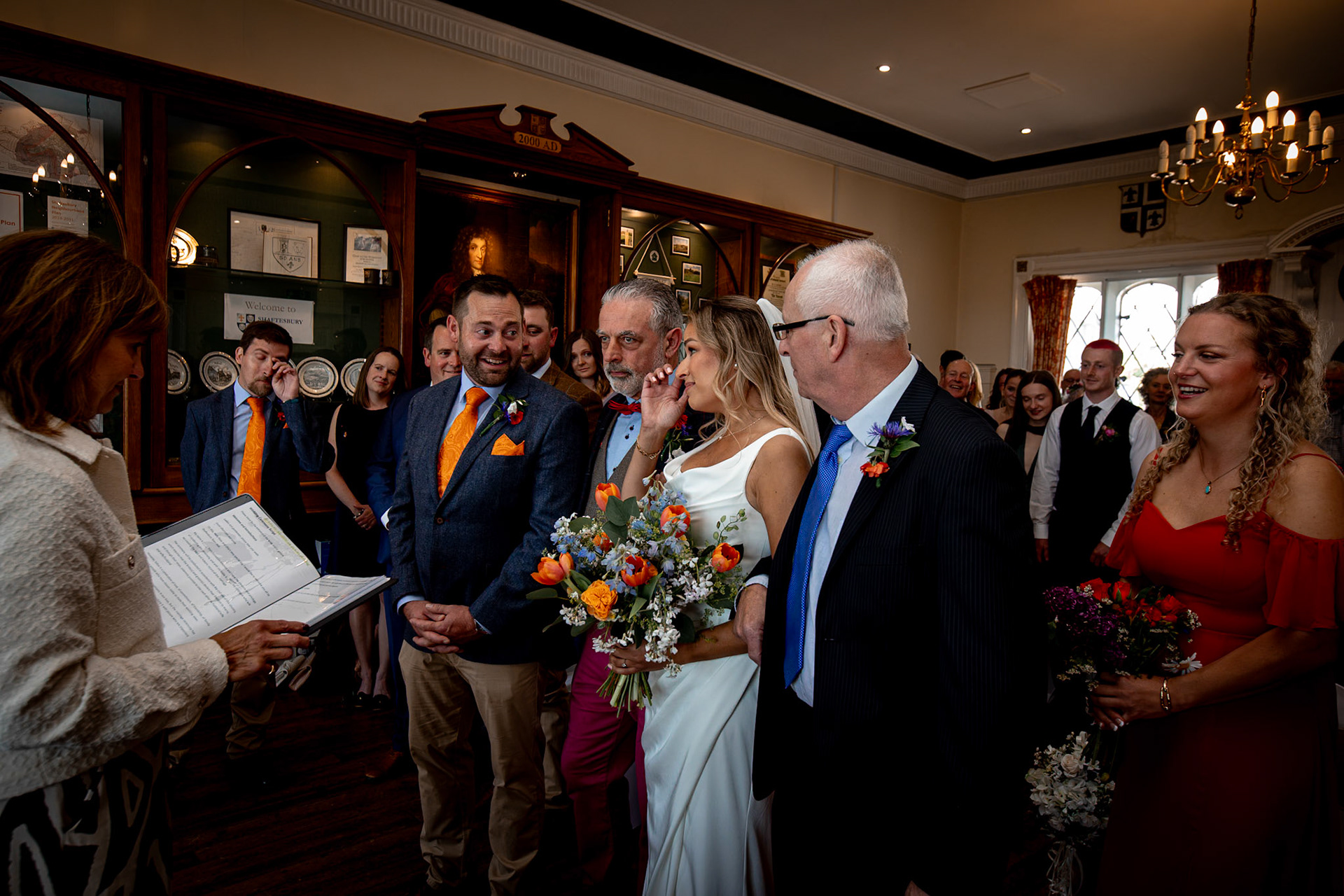 Holly and Olivers wedding that took place on 10th May 2025 with the ceremony taking place at Shaftesbury Town Hall photos on the Famouse Gold Hill and reception at a local house.