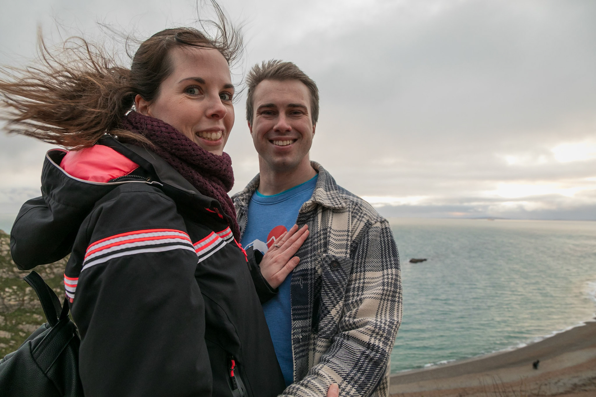 Jake proposal to Becky at Durdle Door Dorset on the 30th December 2024