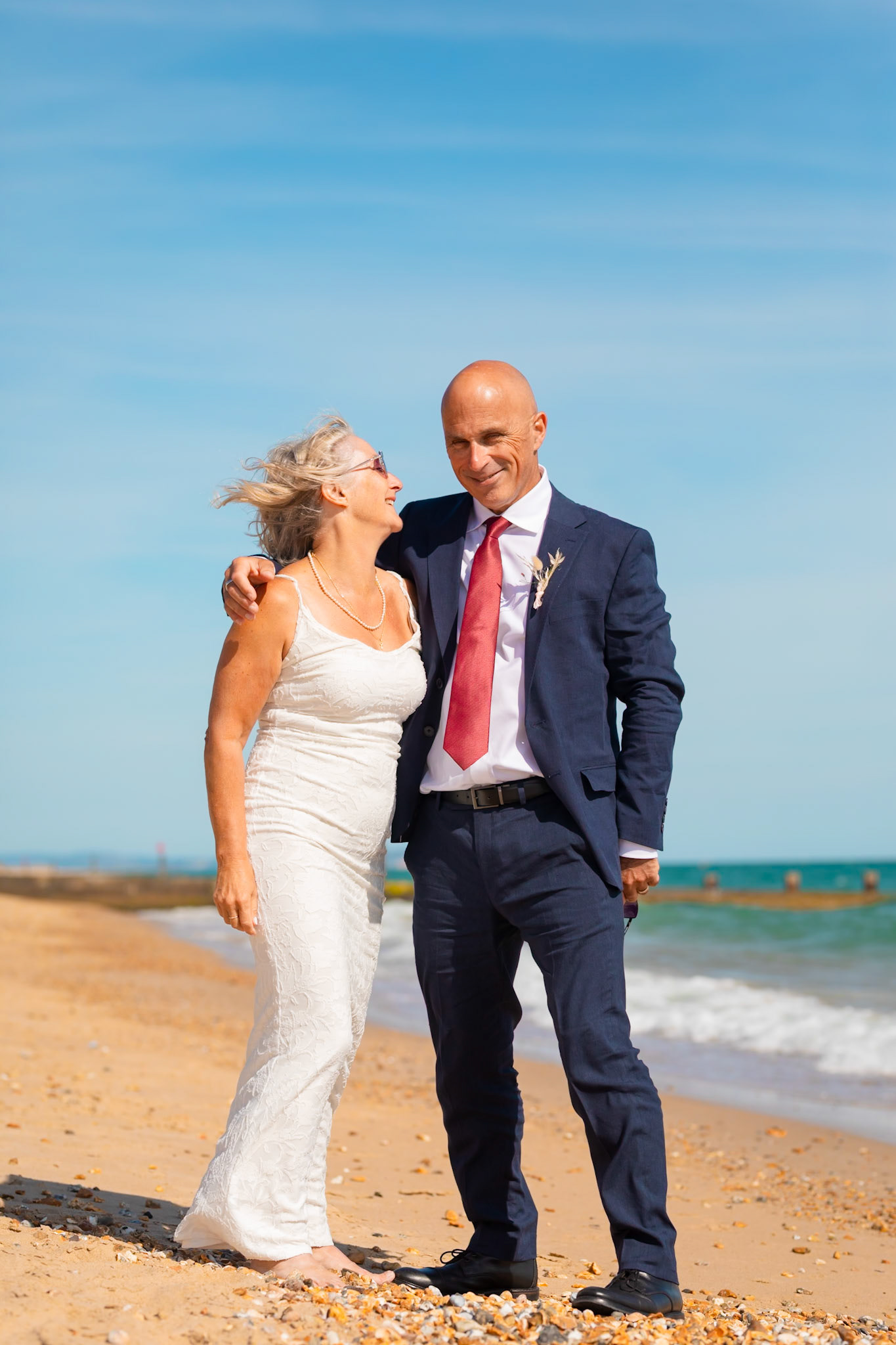 Susan and Barrys small summer wedding took place at Bournemouth Town Hall, the reception at Sids Slaps in Southbourne and drinks at Sobo Beach.