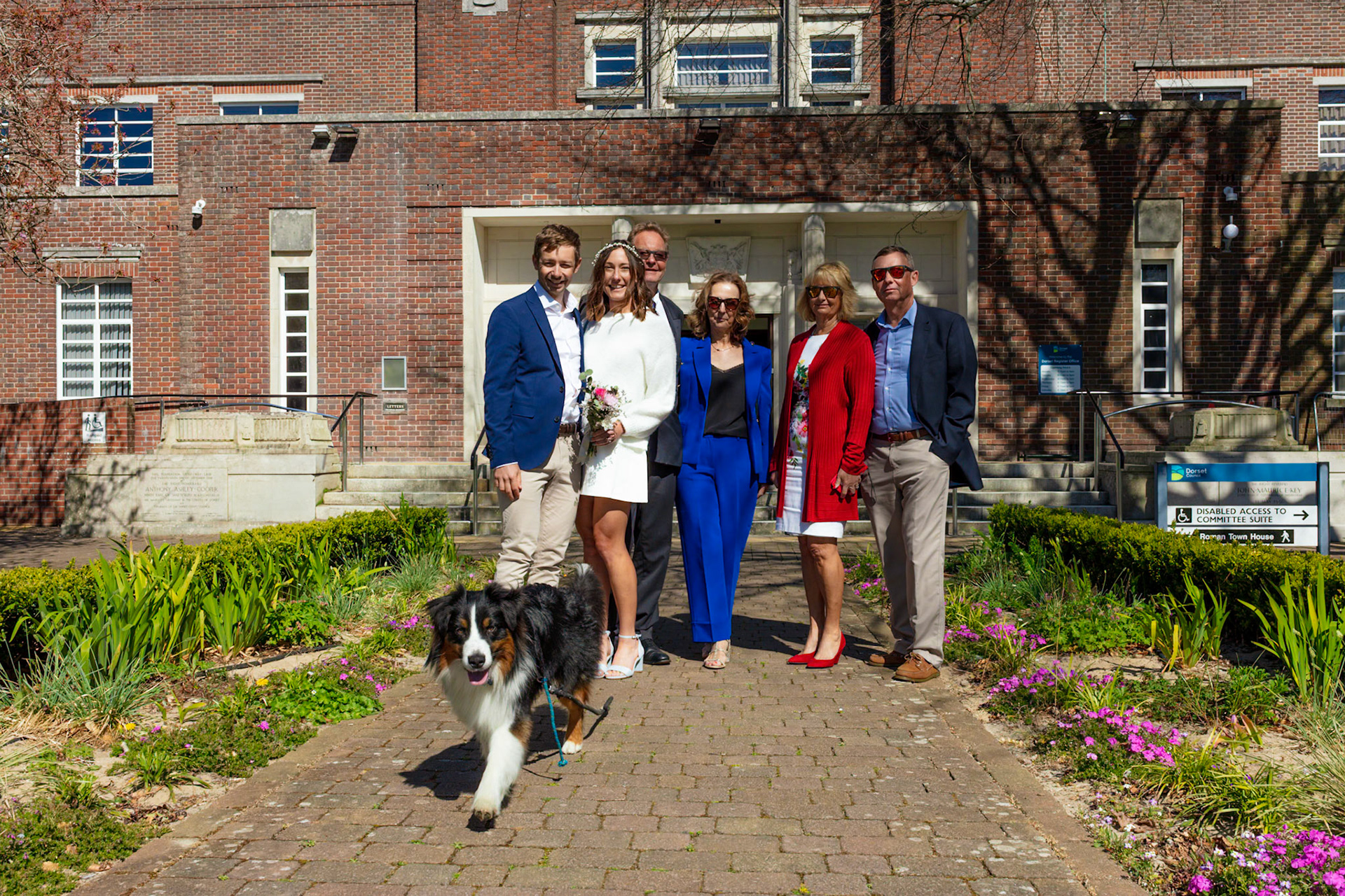 Richard and Emily's beautiful spring wedding took place on the 7th April the Wedding took place at County Hall Dorchester photos taken in the nearby Borough Gardens with coffee and Cake at Finca Poundbury