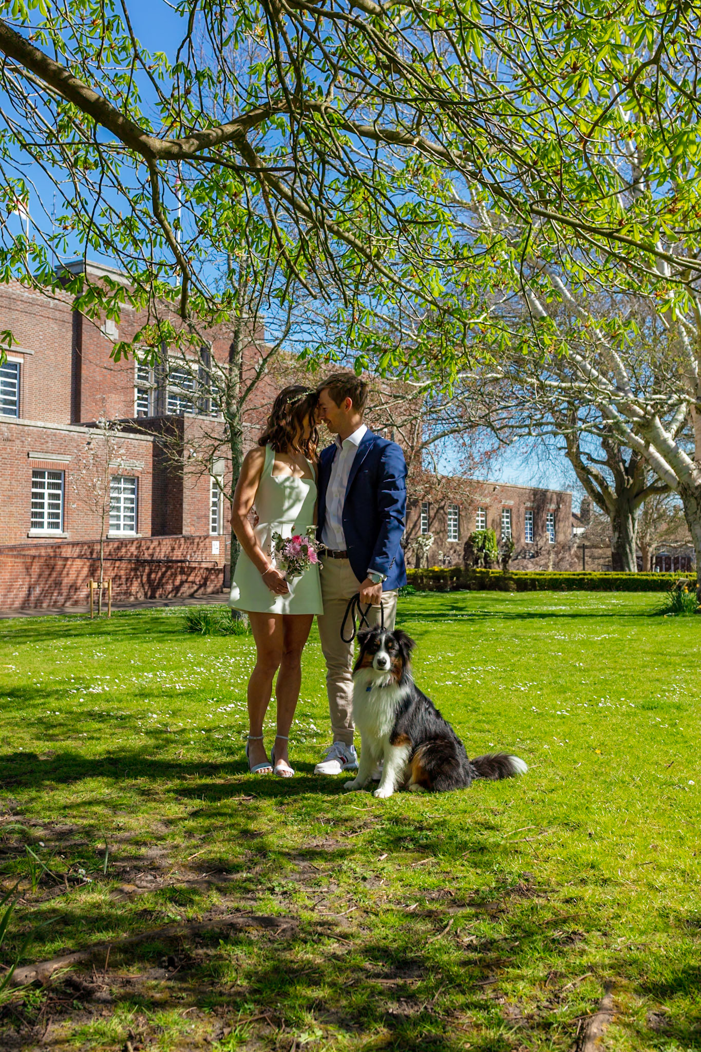 Richard and Emily's beautiful spring wedding took place on the 7th April the Wedding took place at County Hall Dorchester photos taken in the nearby Borough Gardens with coffee and Cake at Finca Poundbury