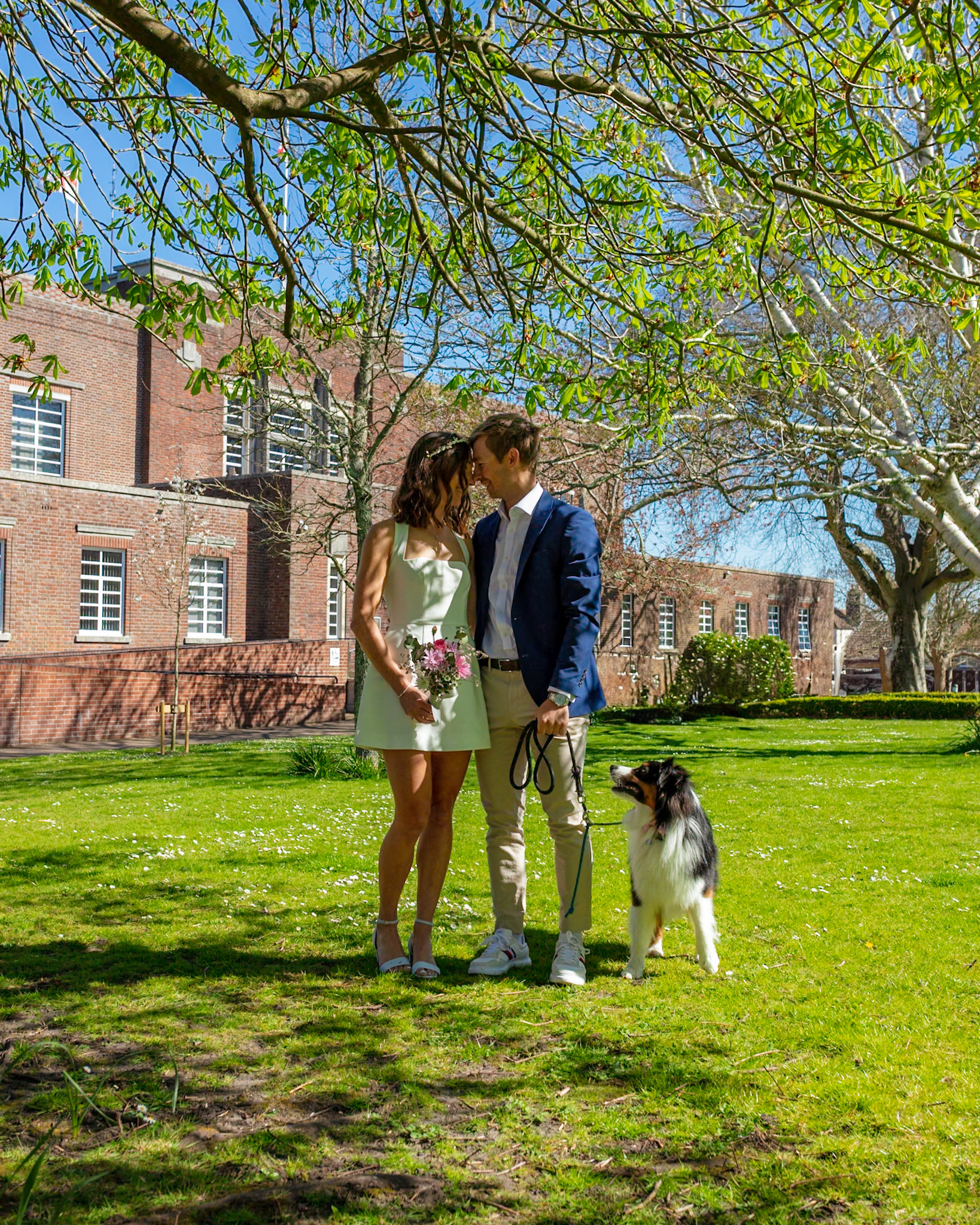 Richard and Emily's beautiful spring wedding took place on the 7th April the Wedding took place at County Hall Dorchester photos taken in the nearby Borough Gardens with coffee and Cake at Finca Poundbury