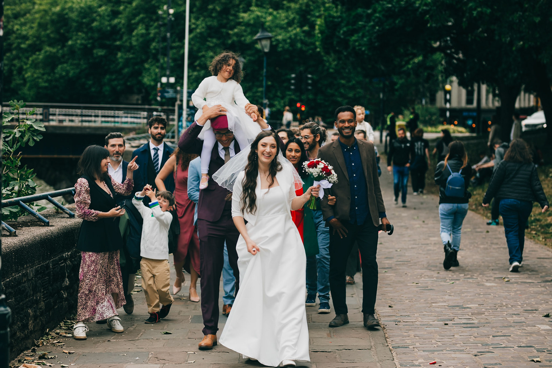 Louis and Anias Wedding in Bristol, ceremony at the Old Council Office in the City Centre with Photos in Castle park and along the river reception at Caribbean Croft on Gloucester Road