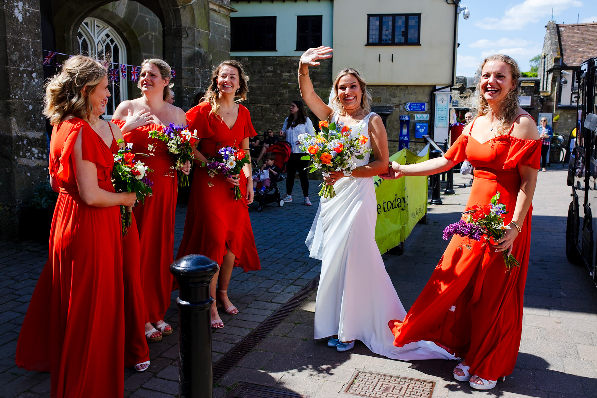 Holly and Olivers wedding that took place on 10th May 2025 with the ceremony taking place at Shaftesbury Town Hall photos on the Famouse Gold Hill and reception at a local house.