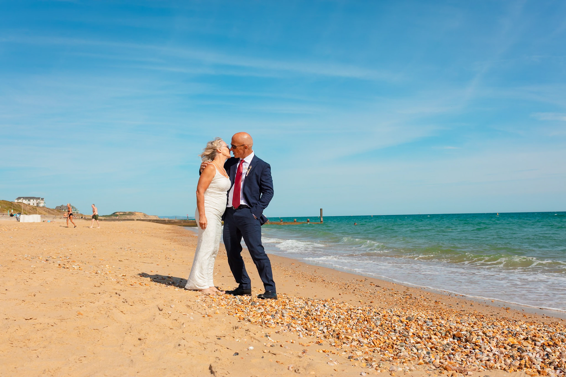 Susan and Barrys small summer wedding took place at Bournemouth Town Hall, the reception at Sids Slaps in Southbourne and drinks at Sobo Beach.
