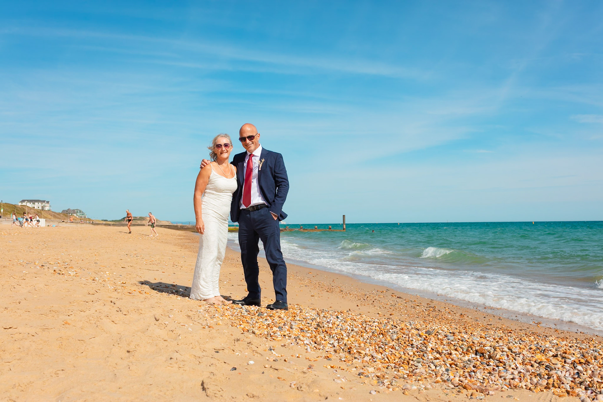 Susan and Barrys small summer wedding took place at Bournemouth Town Hall, the reception at Sids Slaps in Southbourne and drinks at Sobo Beach.
