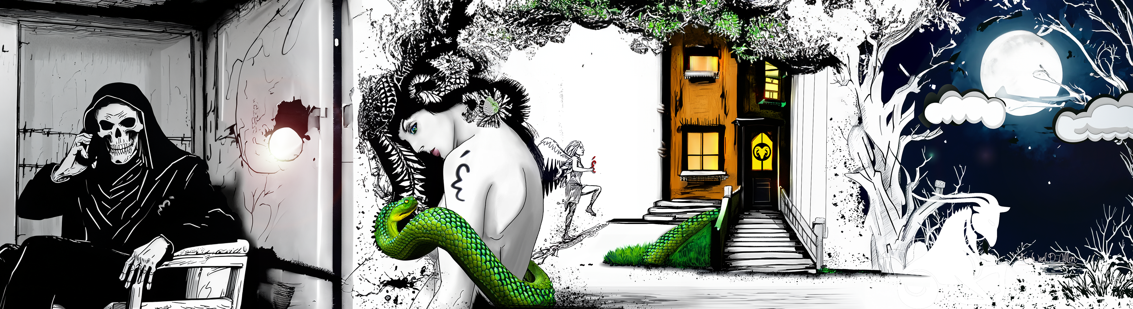 (ARIeScapRiCorn) Abstract Ink, Paper Cutouts, Included ELANmoda Productions touch of dark-EMotive work