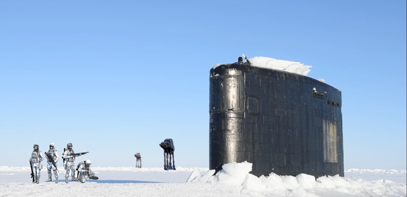 Sub Emerges to Empire guards