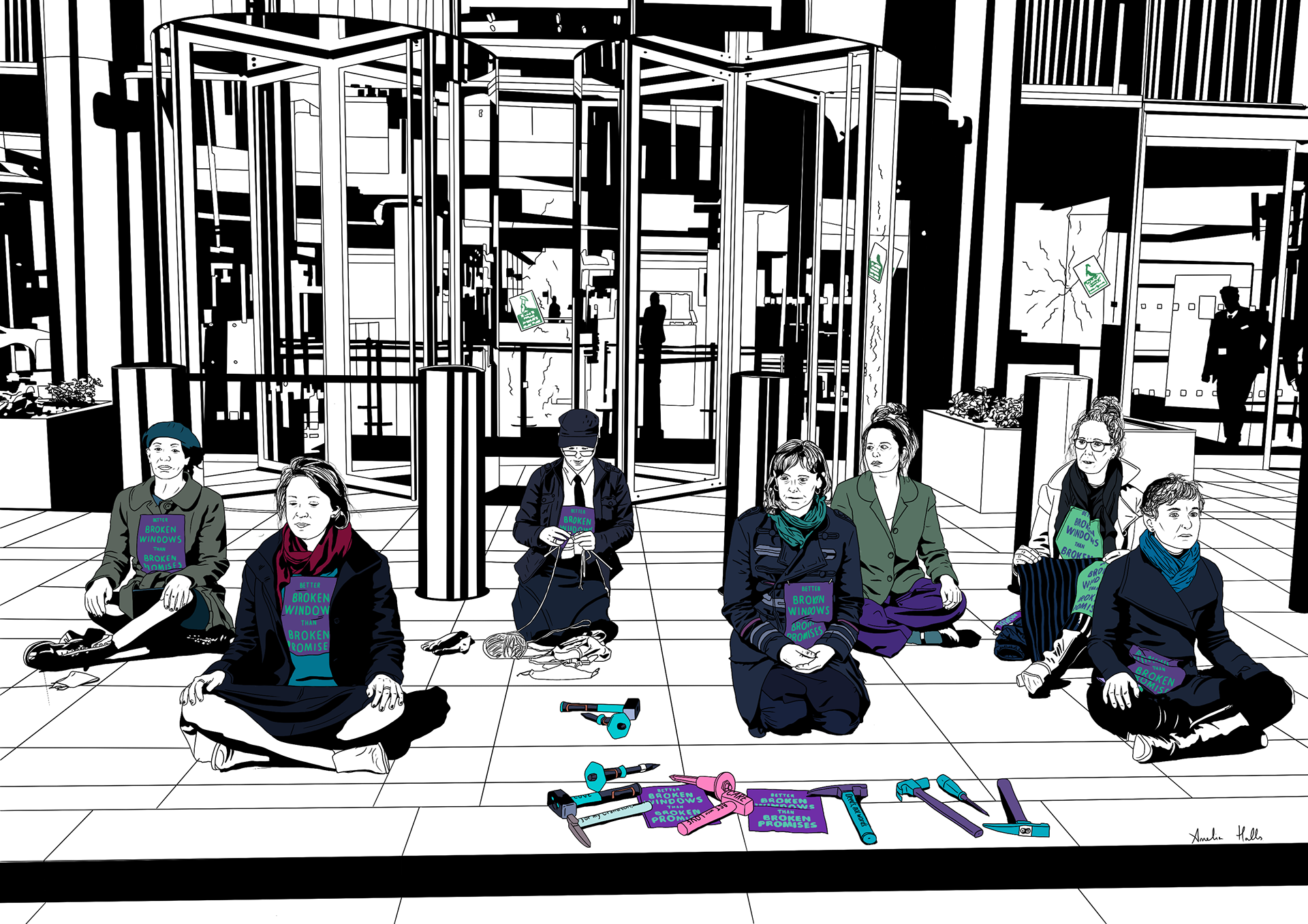 Barclays 7 women after cracking windows