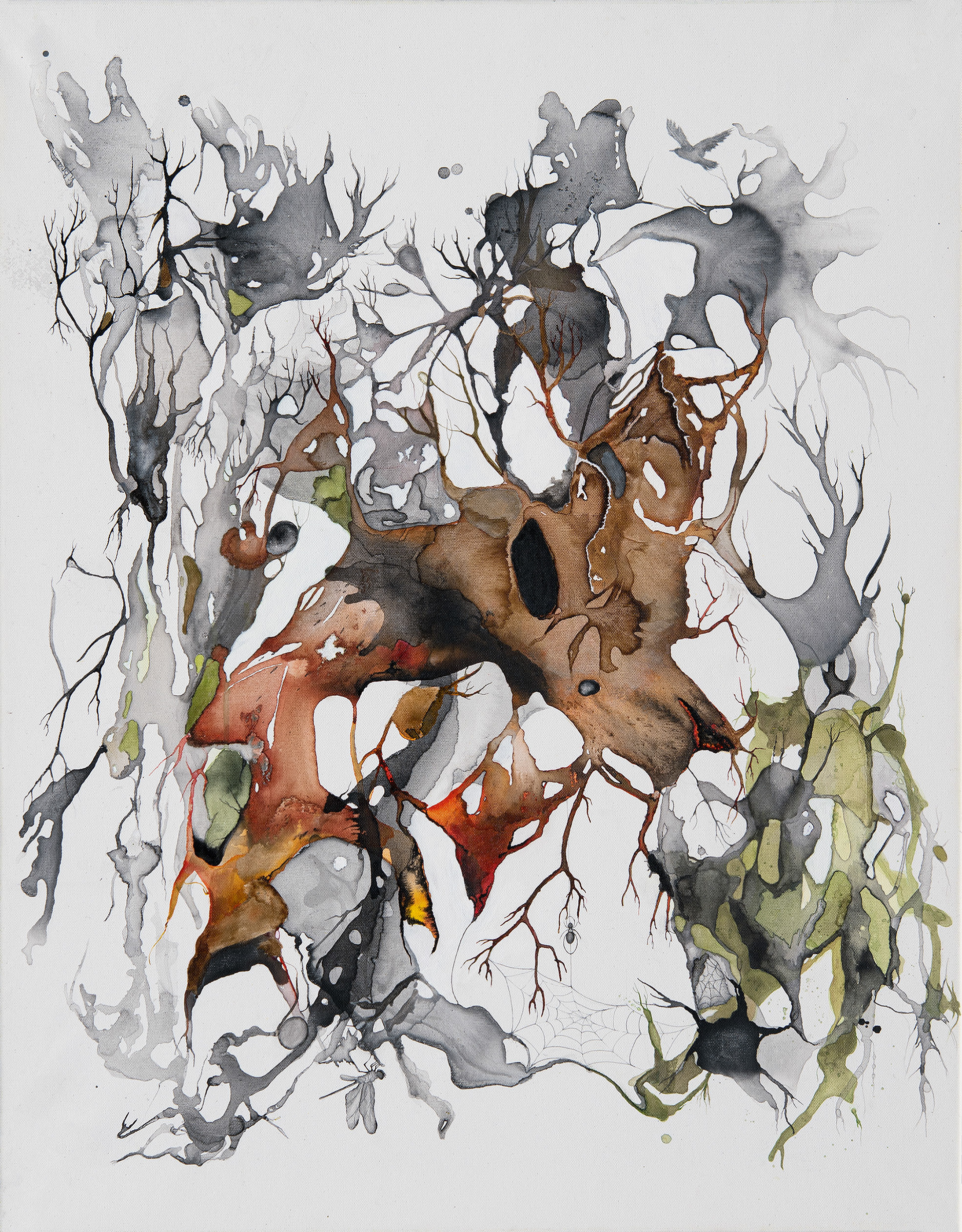 'Emergence', ink and charcoal wash on canvas, 70 x 90 cm / 27 x 35 in