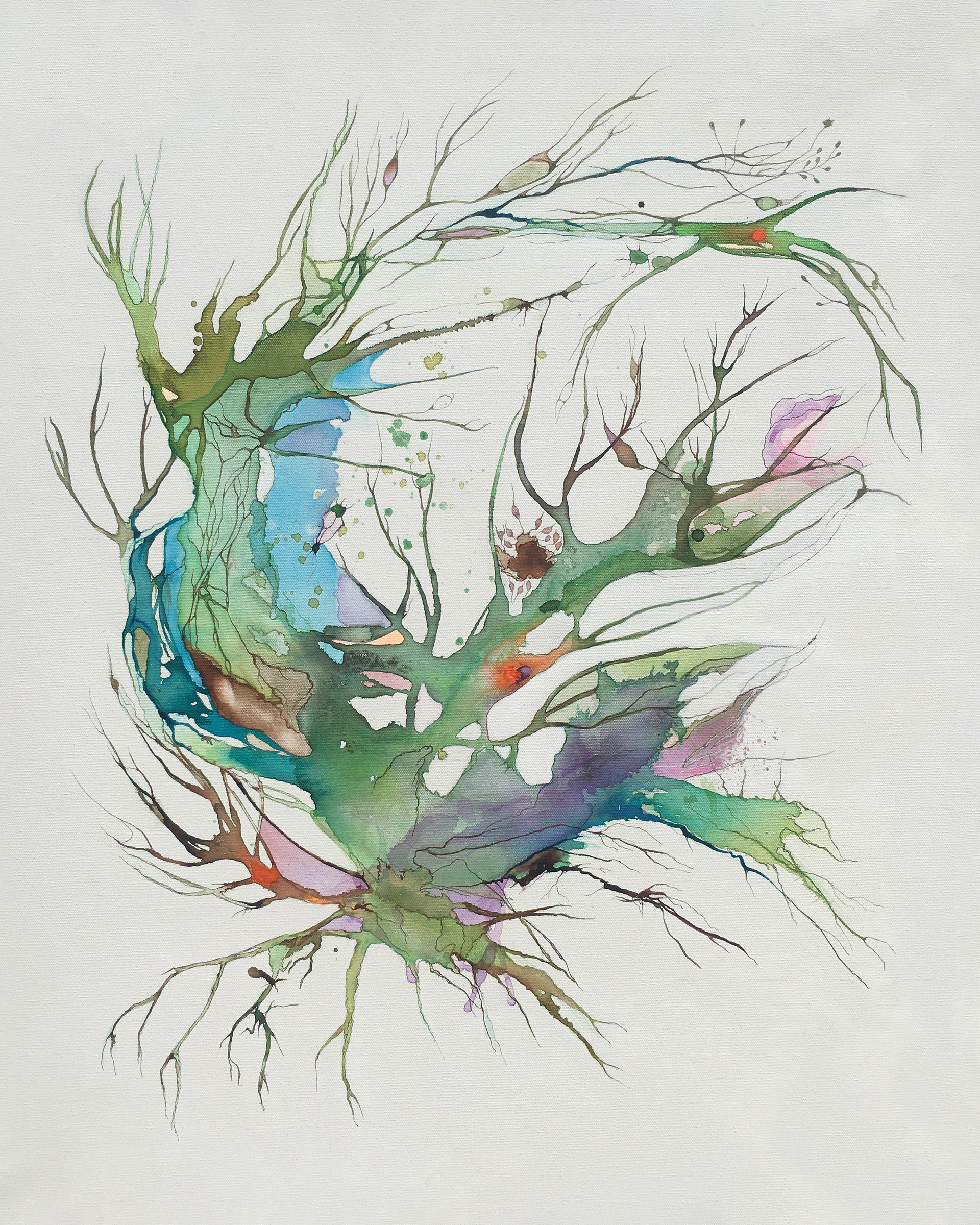 'Verdant Alchemy', ink on canvas, 60 x 76 cm / 24 x 30 in