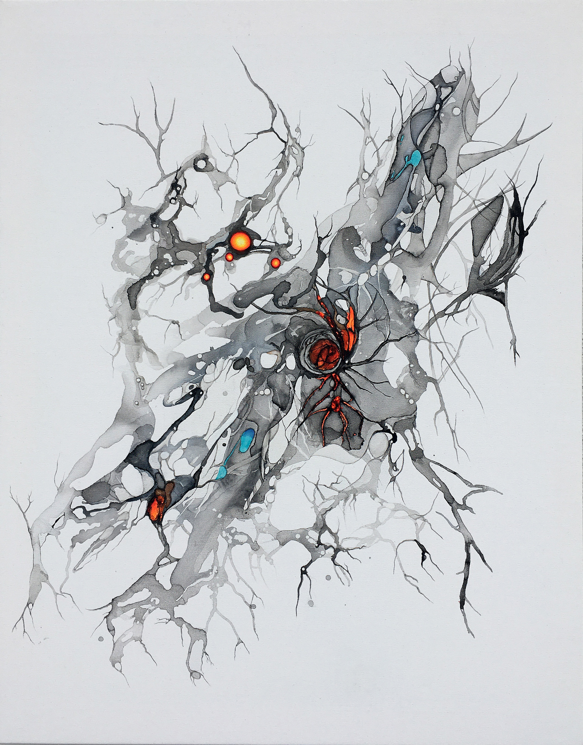 'Gaze', ink and charcoal wash on canvas, 70 x 90 cm / 27 x 35 in