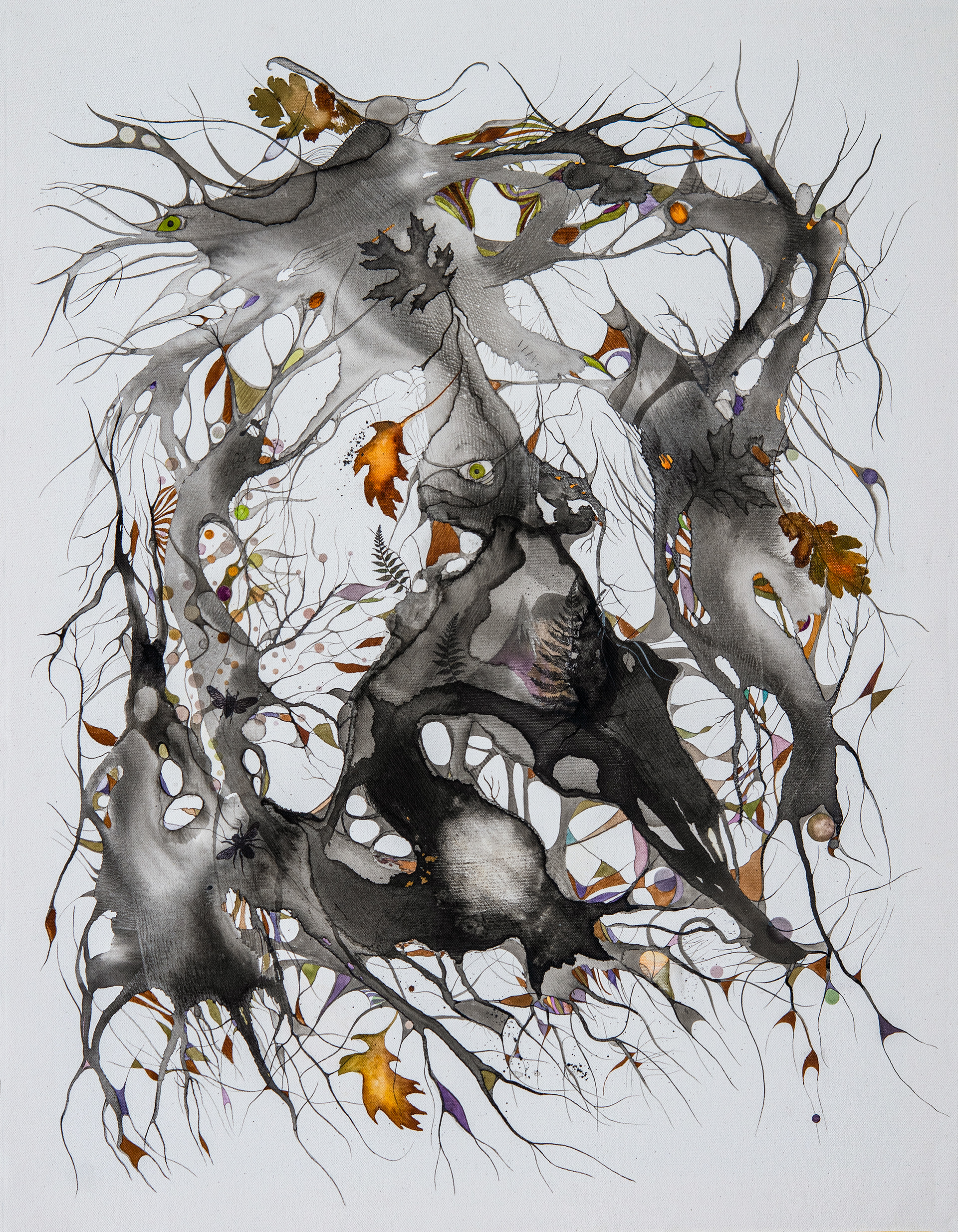 'Murmur', ink and charcoal wash on canvas, 70 x 90 cm / 27 x 35 in