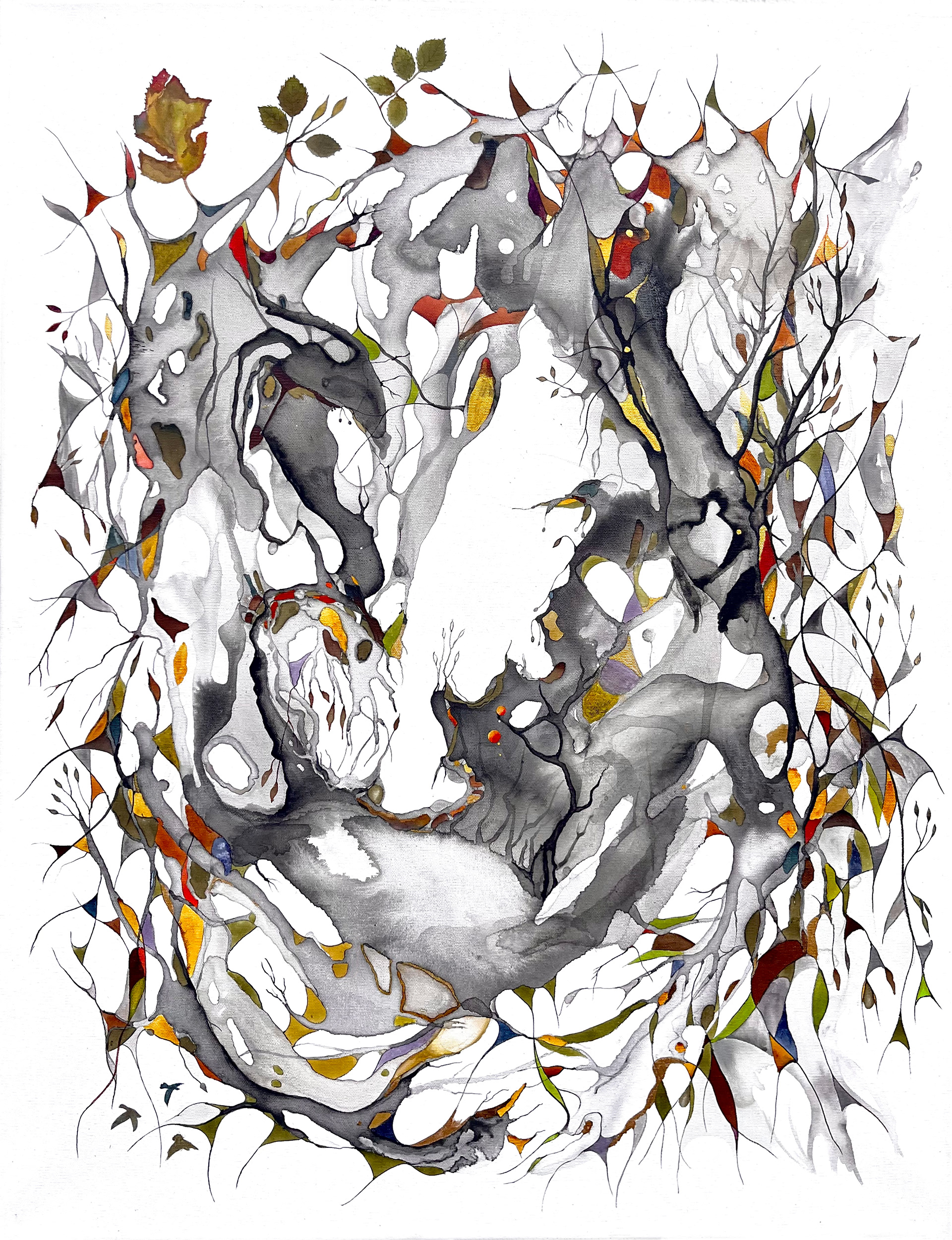 'Perpetuum Saltus'', ink and charcoal wash on canvas, 70 x 90 cm / 27 x 35 in