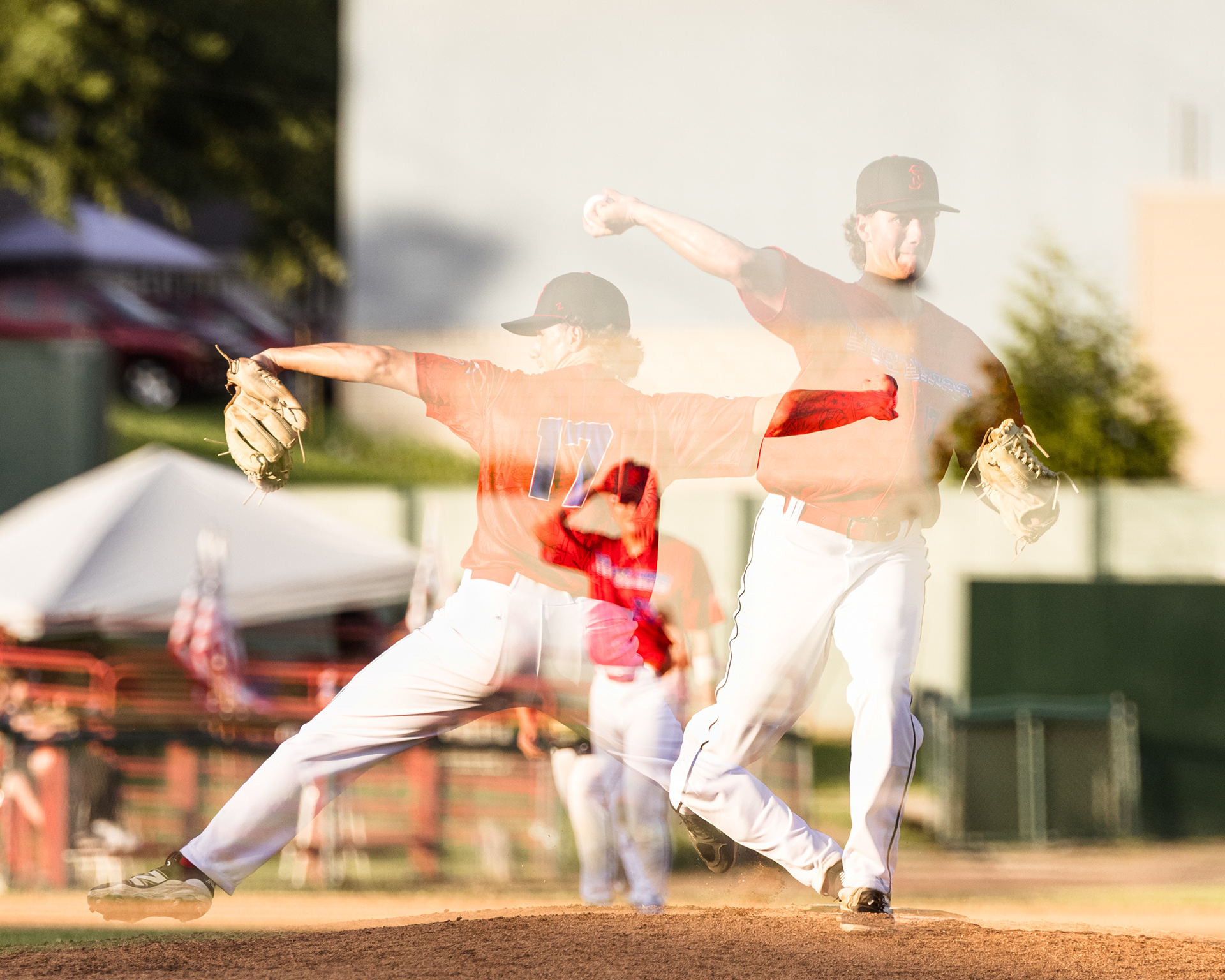 Andrew Guck attempts a pickoff move