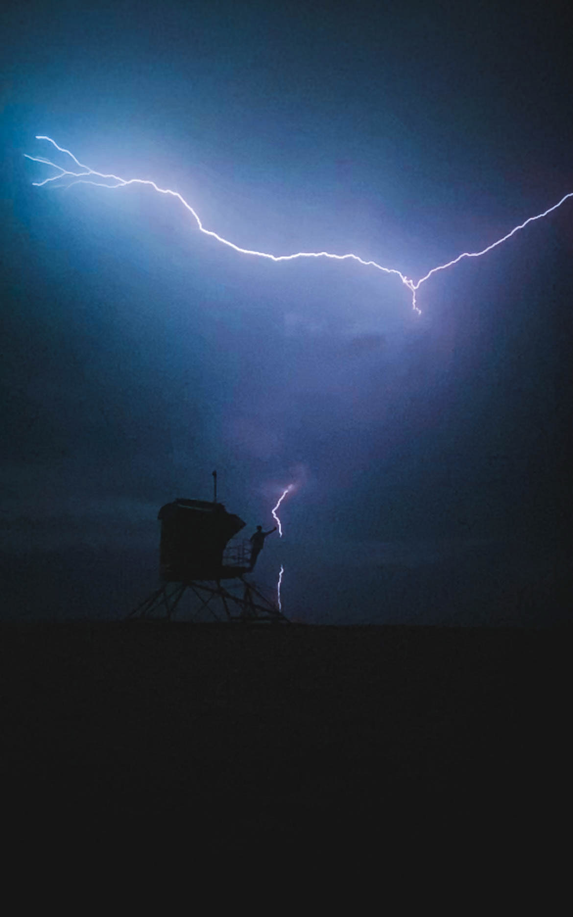 Lightning strikes at Carlsbad State Beach